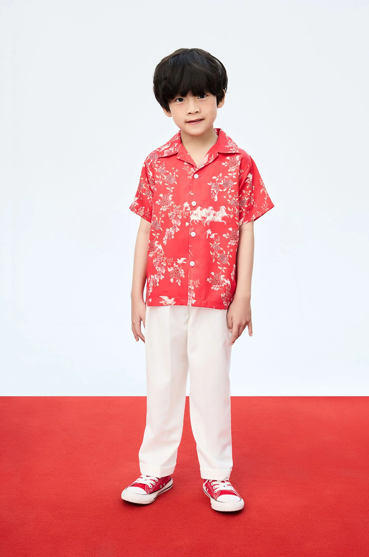 Boy Motif Printed Satin Shirt - Image 4