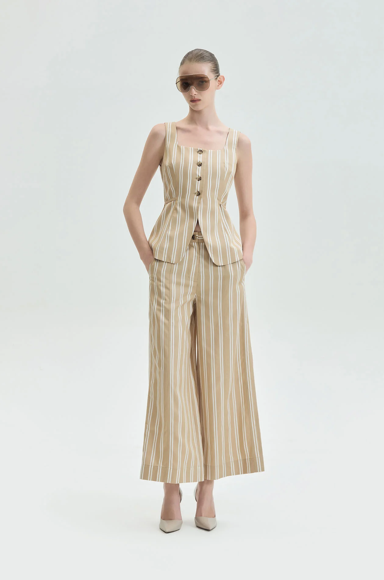 Striped Cropped Palazzo Pants
