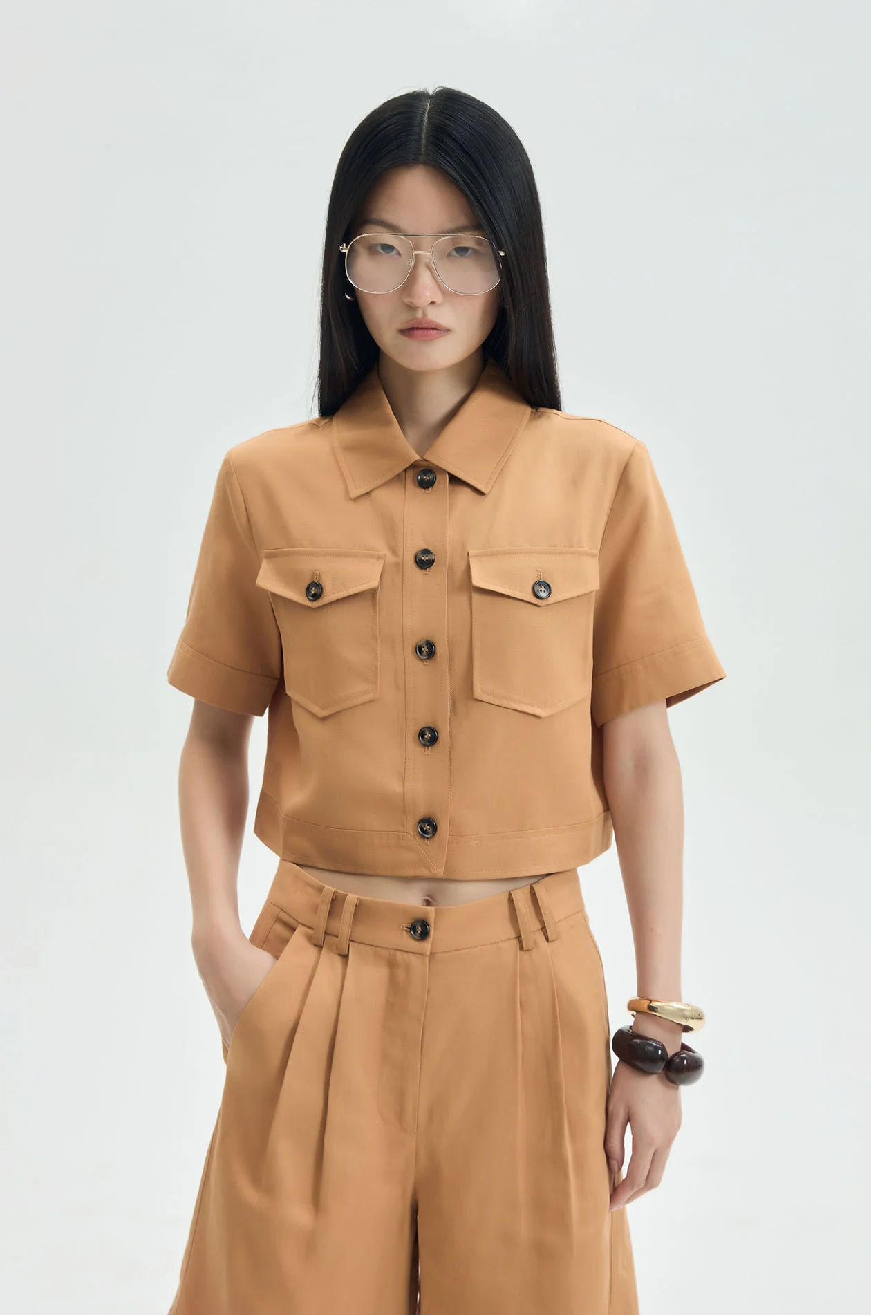 Cropped Relaxed Pocket Shirt - Image 2