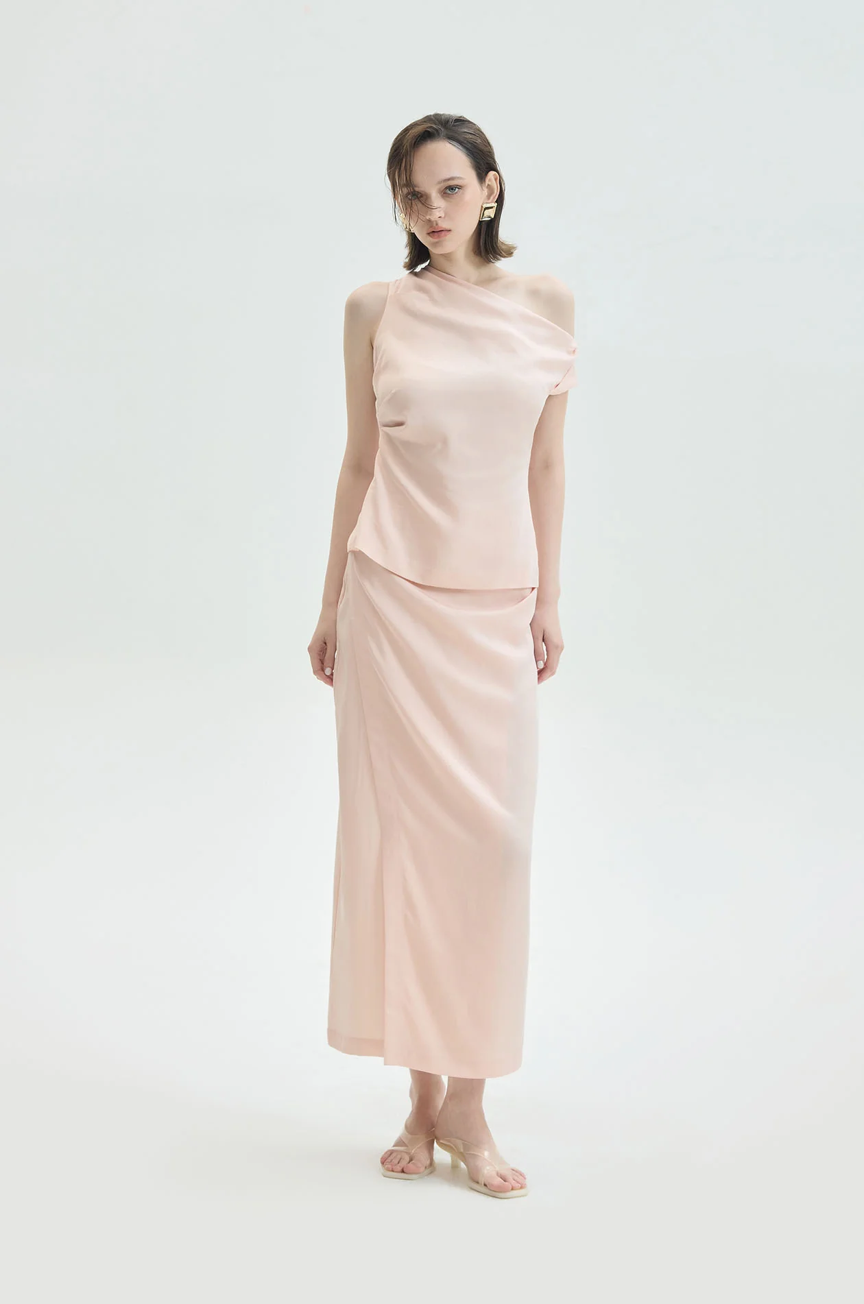 Wrapped Lyocell Pencil Midi Skirt