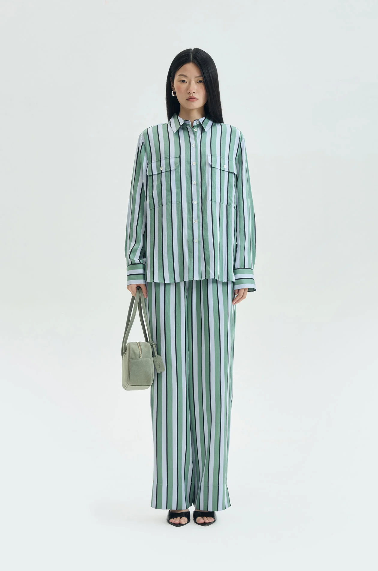 Striped Lyocell Leisure Pants