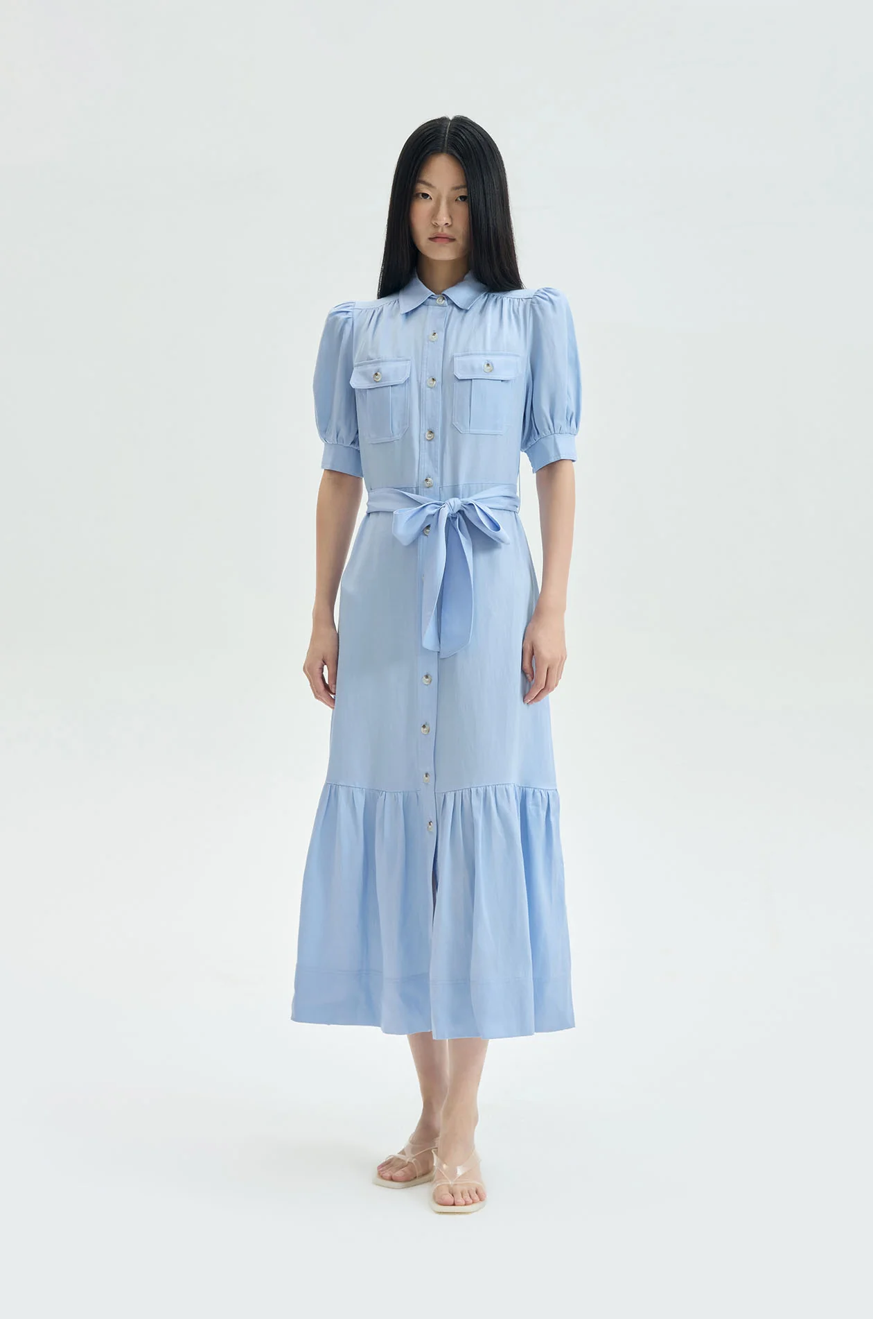 Belted Utility‑Style Maxi Dress
