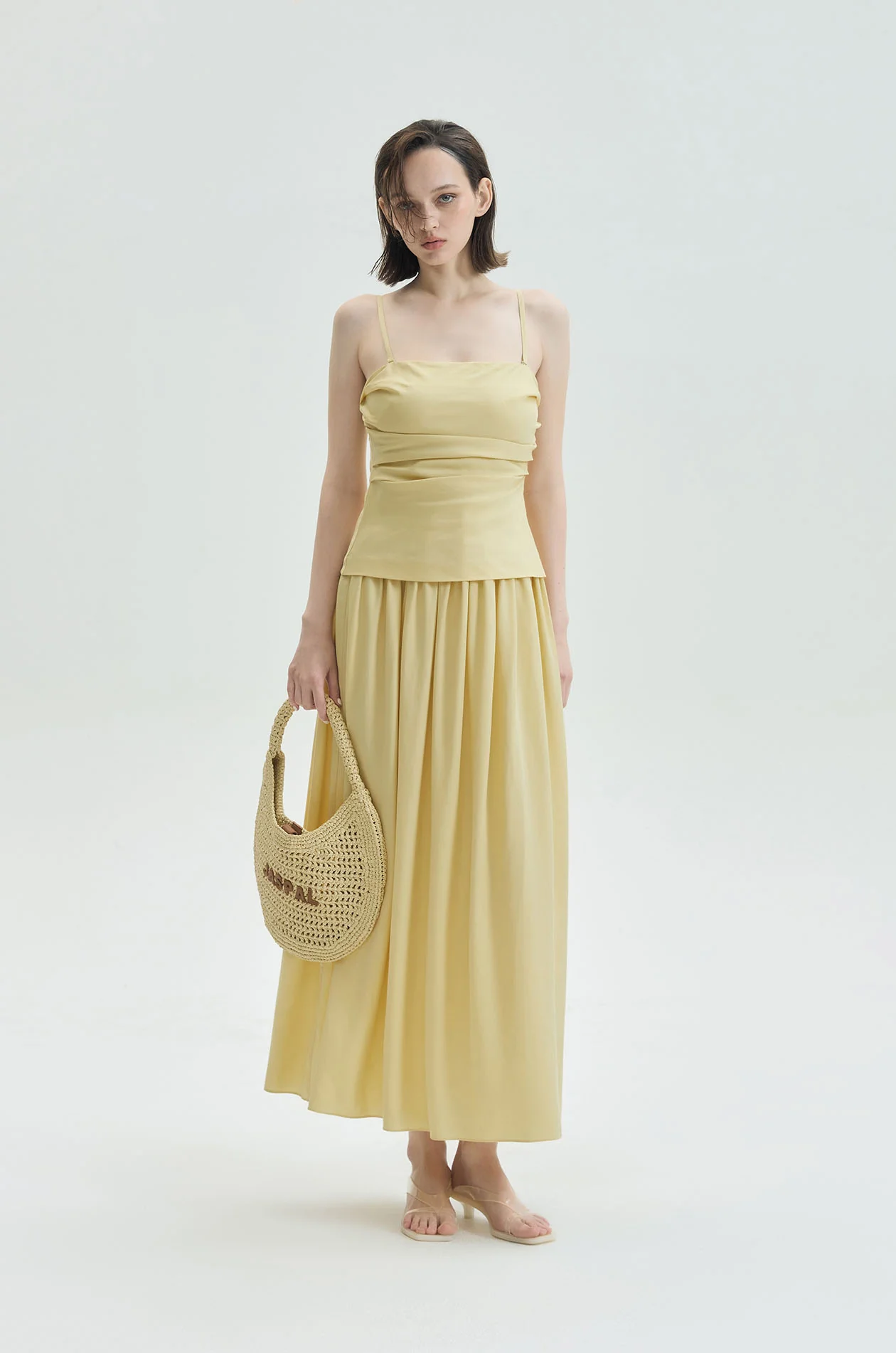 Fittedโ€‘Bodice Strappy Maxi Dress