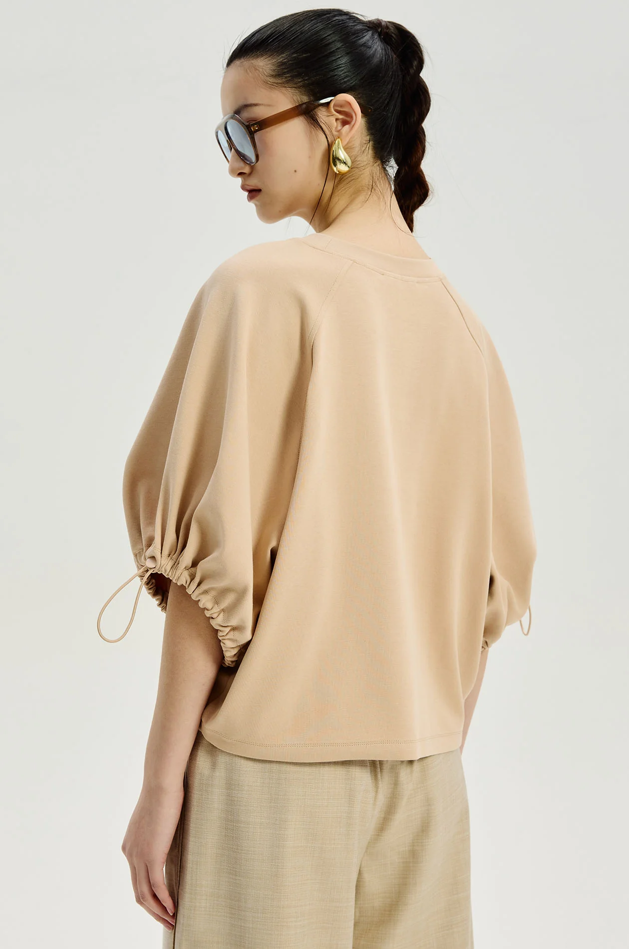 Drawstring Sleeve Oversized Top - Image 5