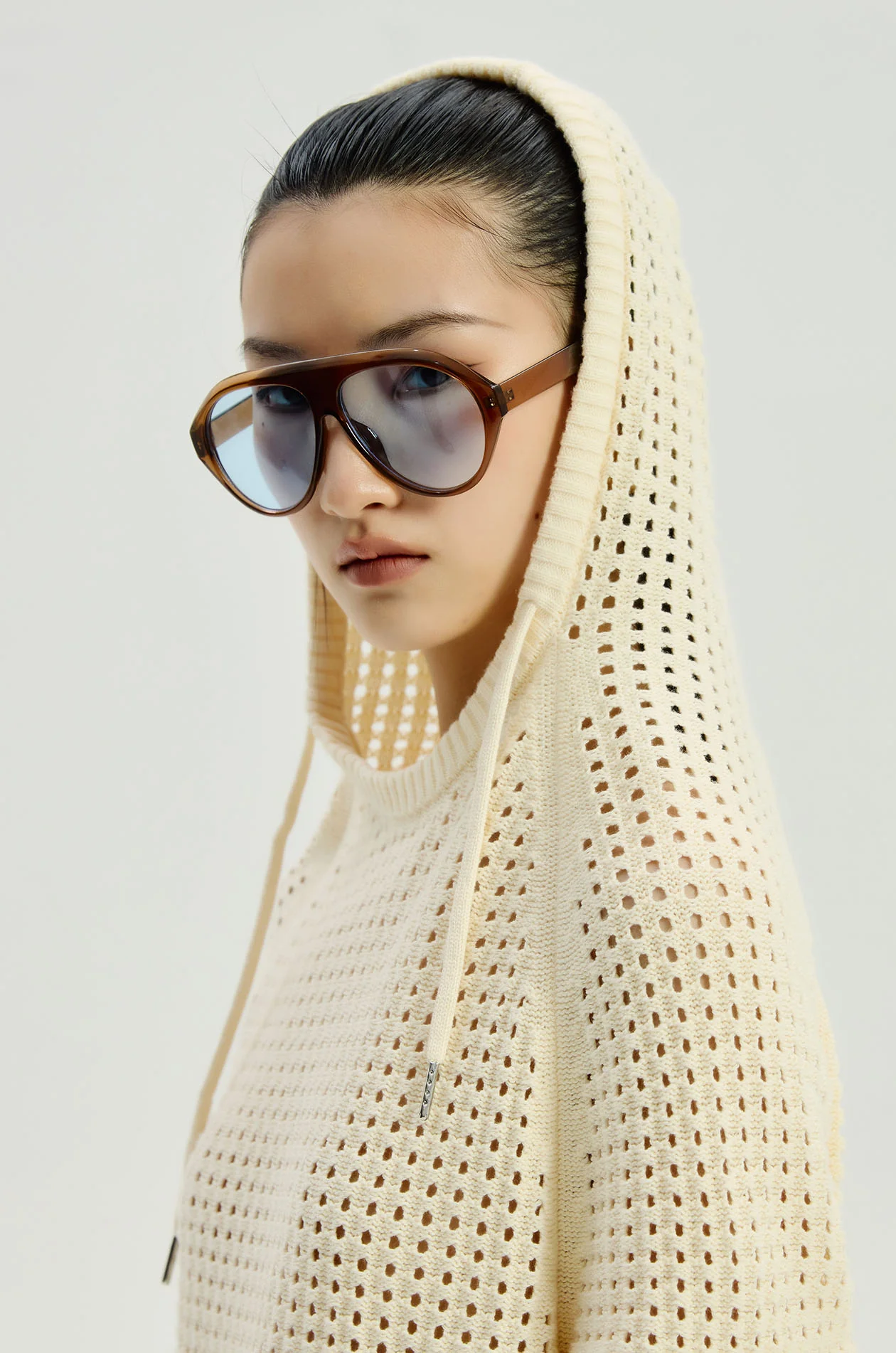 Openwork Knit Hoodie - Image 3