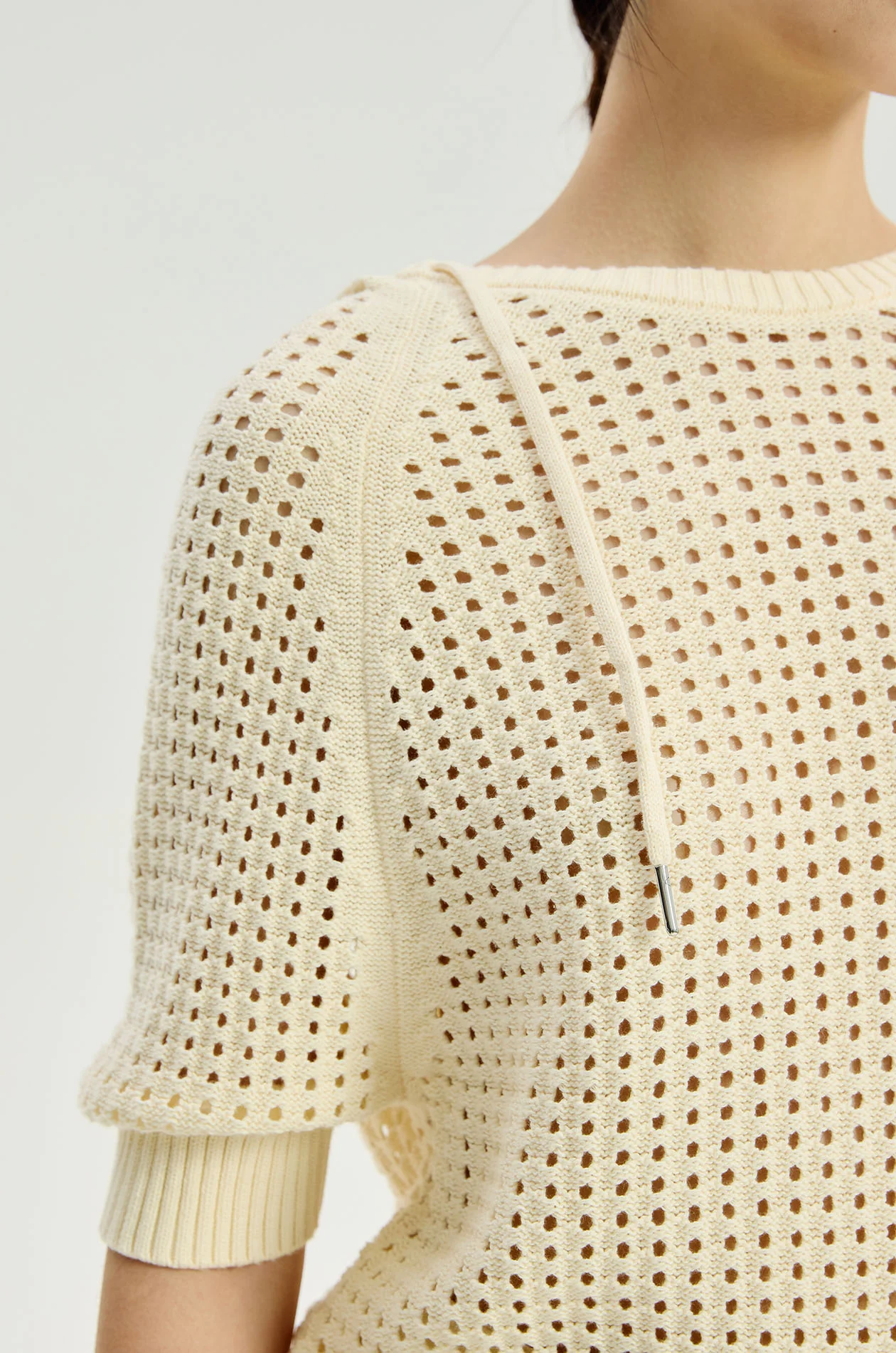 Openwork Knit Hoodie - Image 4