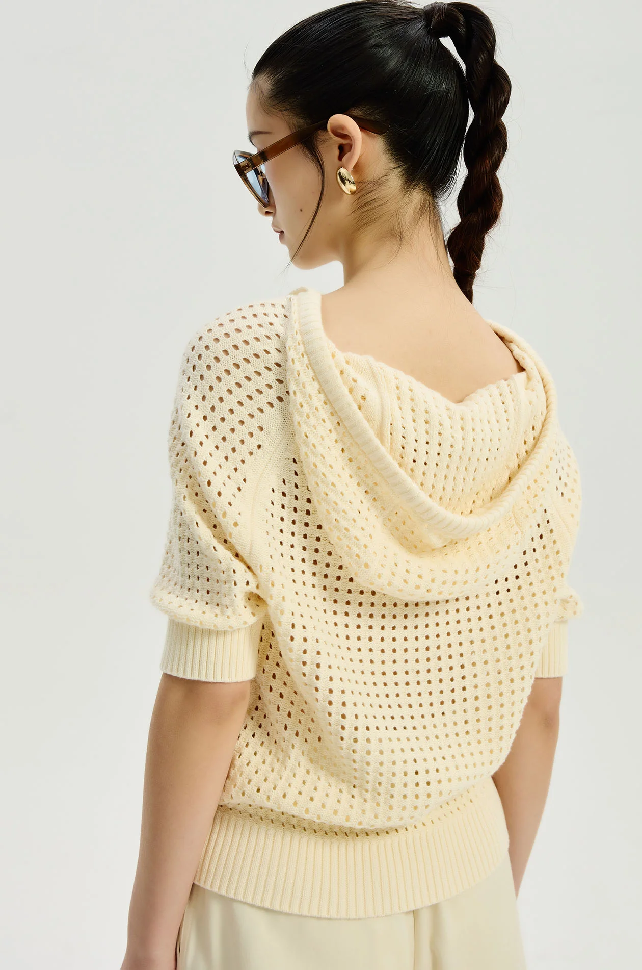 Openwork Knit Hoodie - Image 5