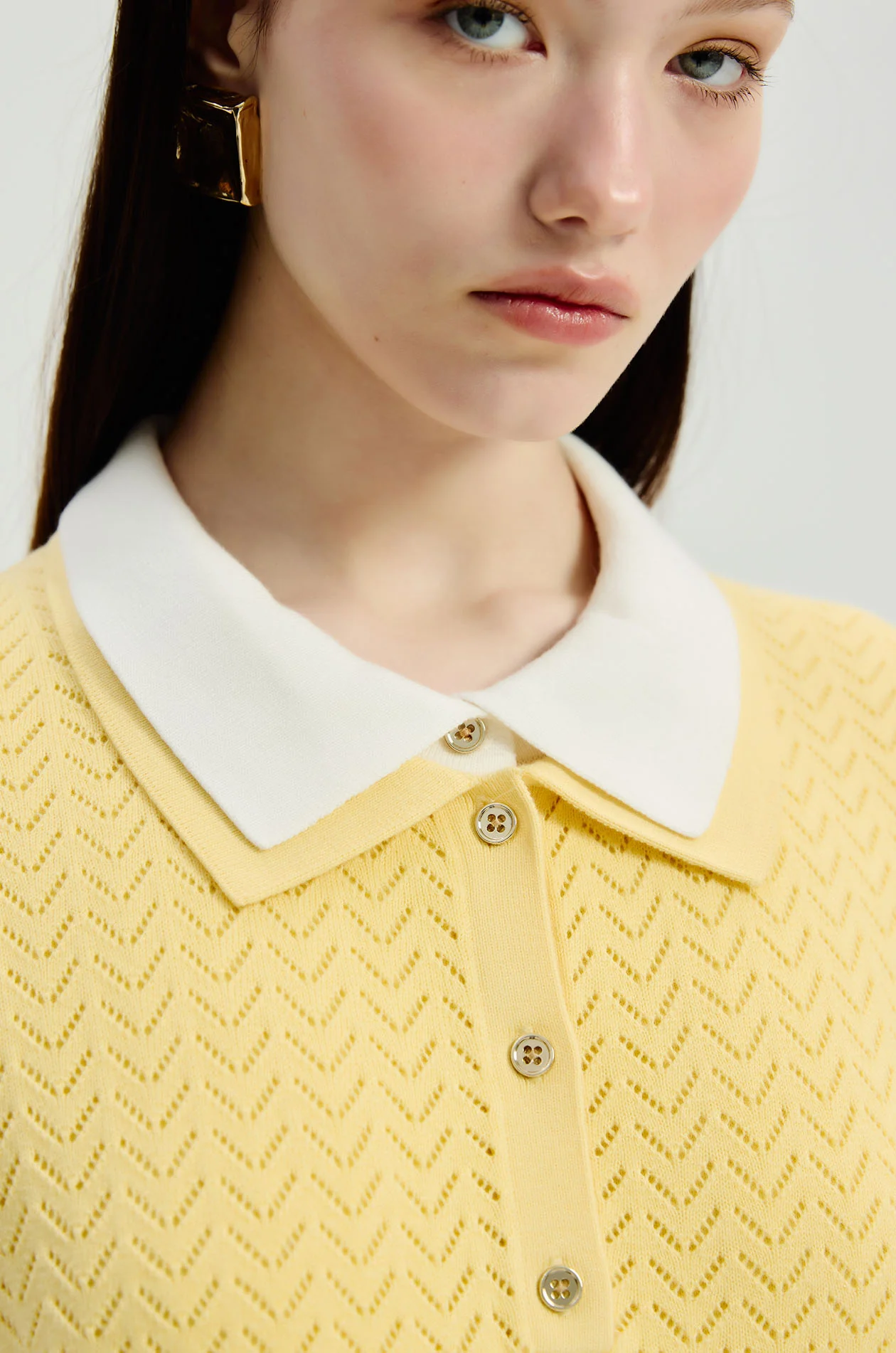Openwork Double‑Collar Polo - Image 3