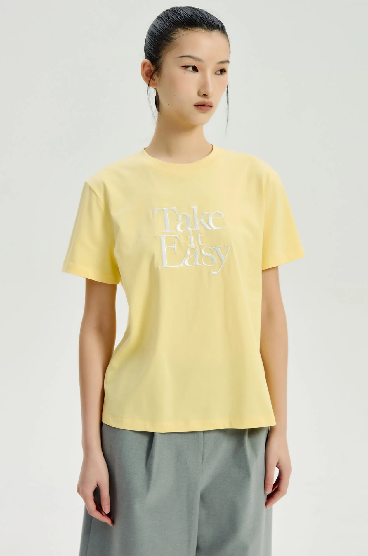 Letter Embroidered T‑Shirt - Image 2
