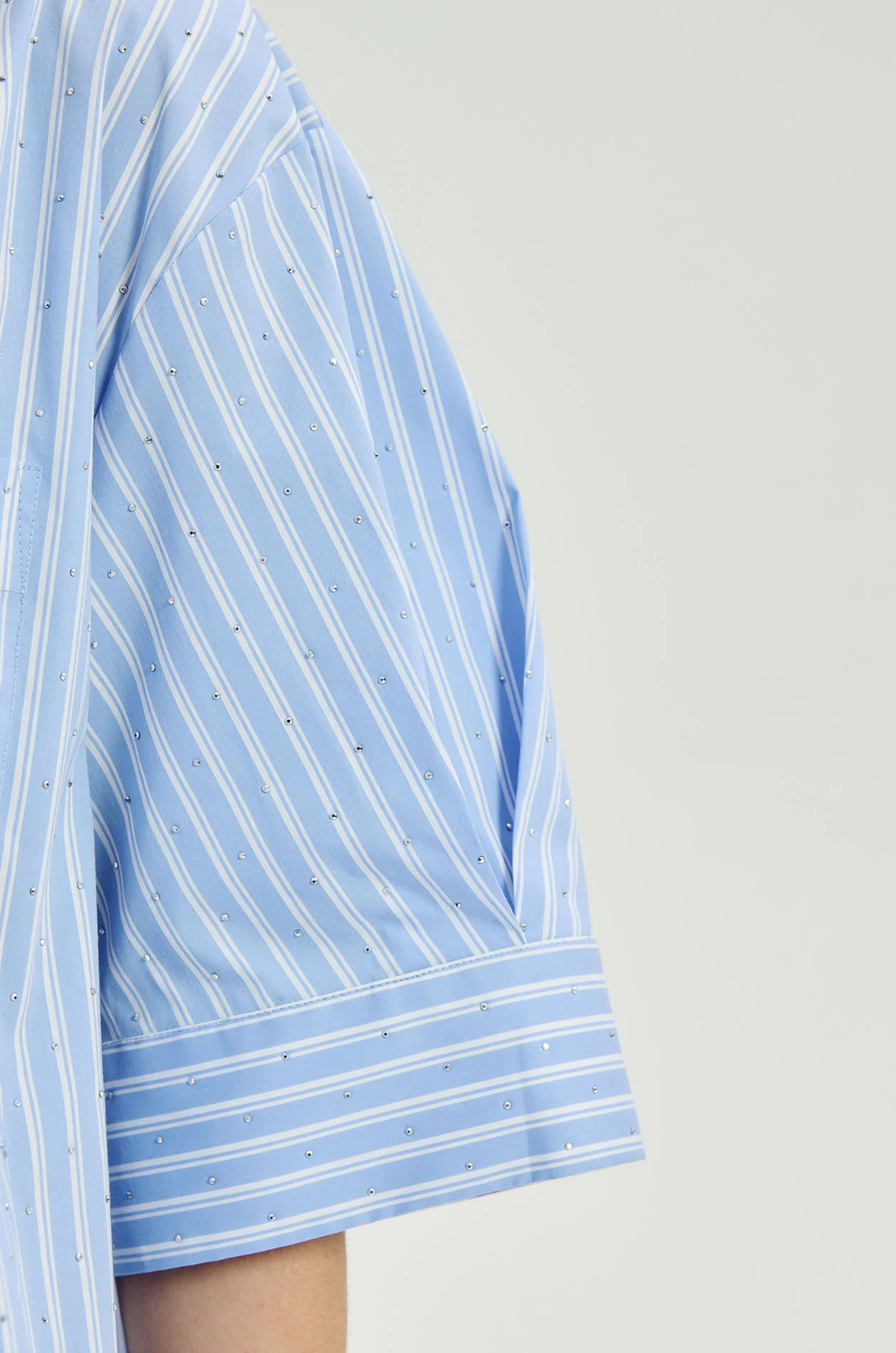 Oversized Rhinestone Poplin Shirt - Image 4