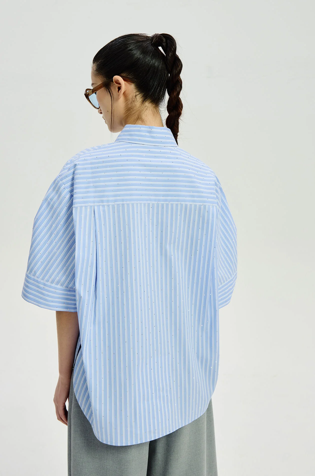 Oversized Rhinestone Poplin Shirt - Image 5