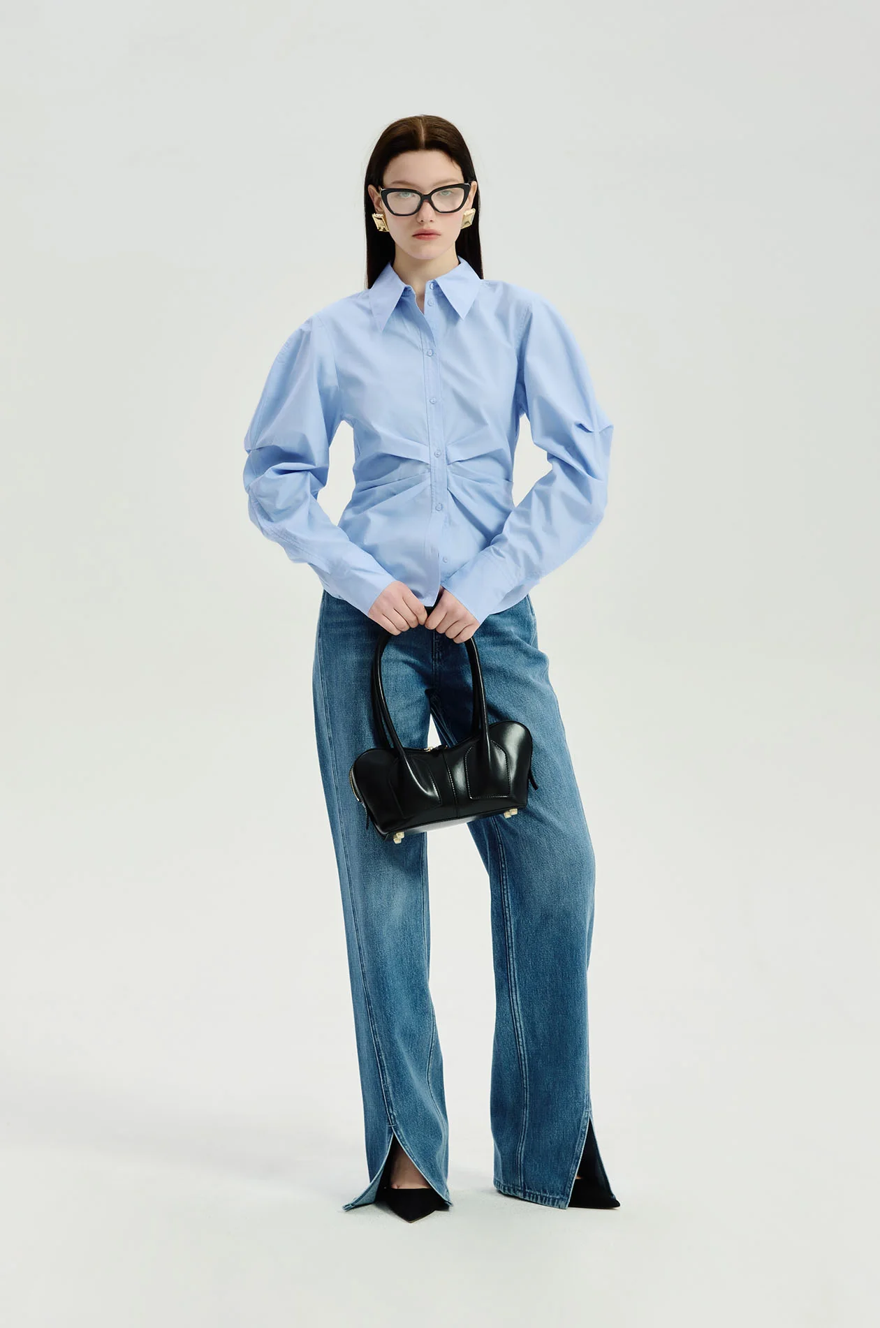 Ruched Poplin Shirt
