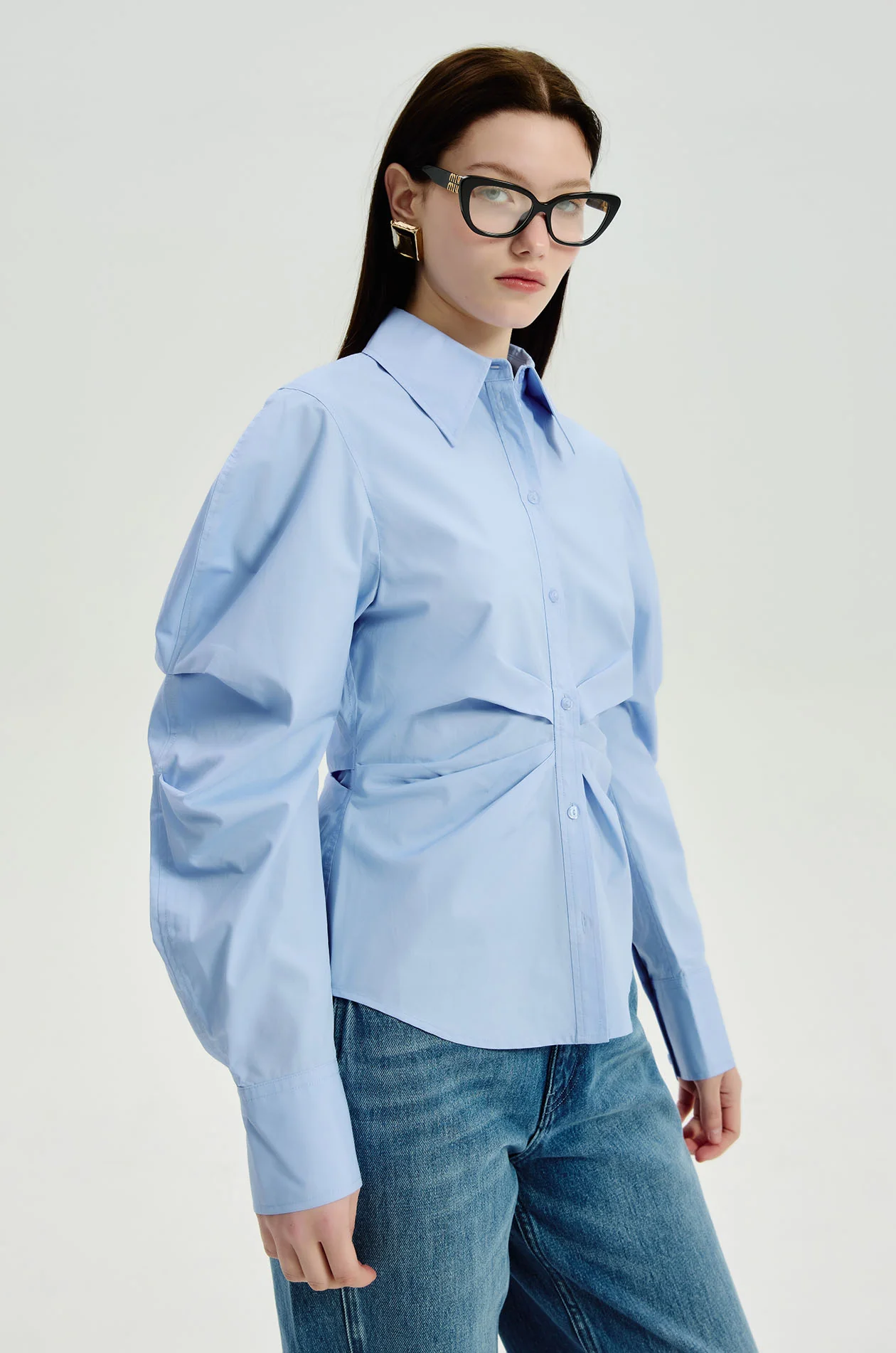 Ruched Poplin Shirt - Image 3