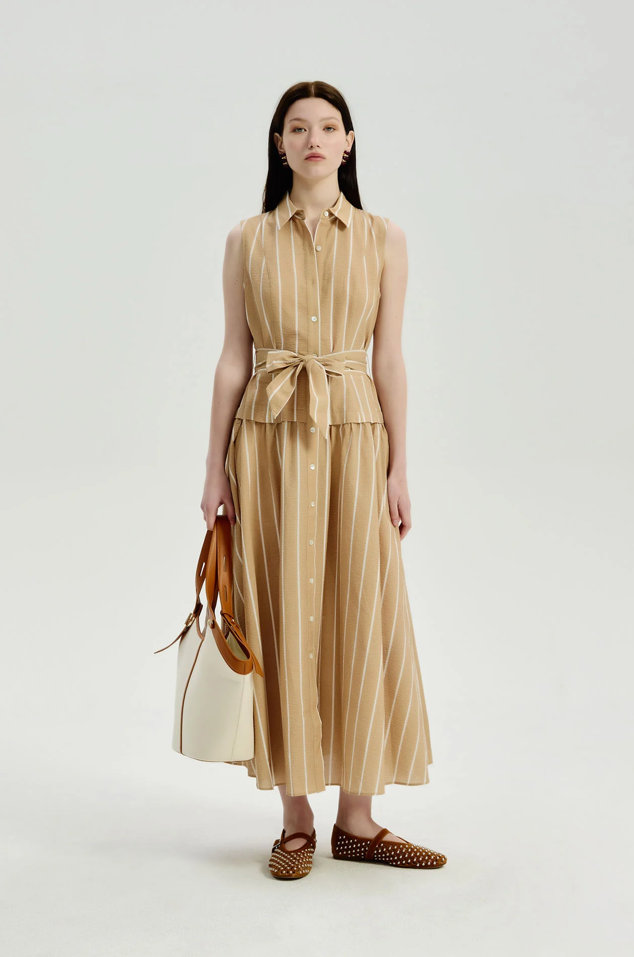 Striped Seersucker Midi Dress