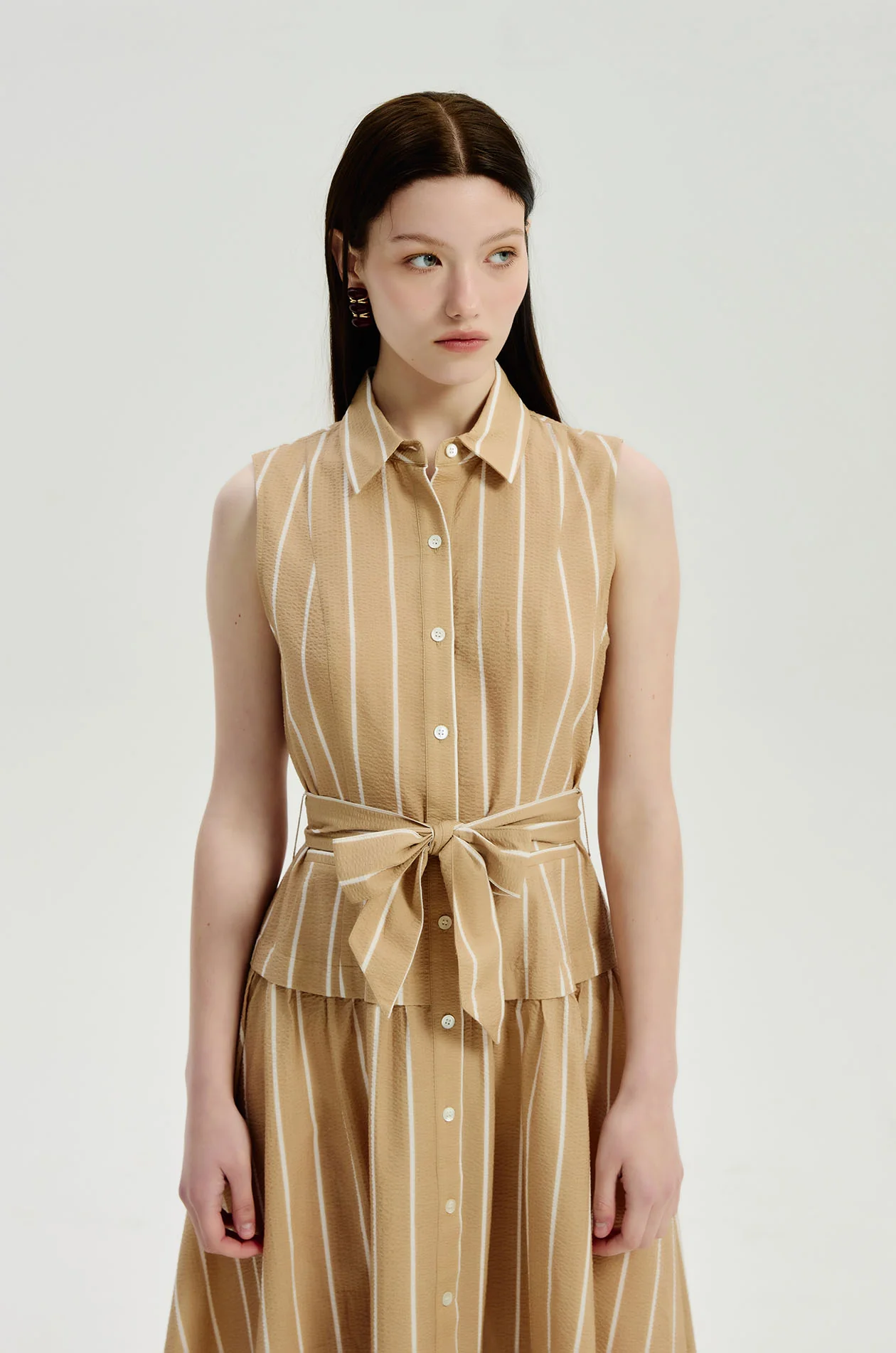 Striped Seersucker Midi Dress - Image 2