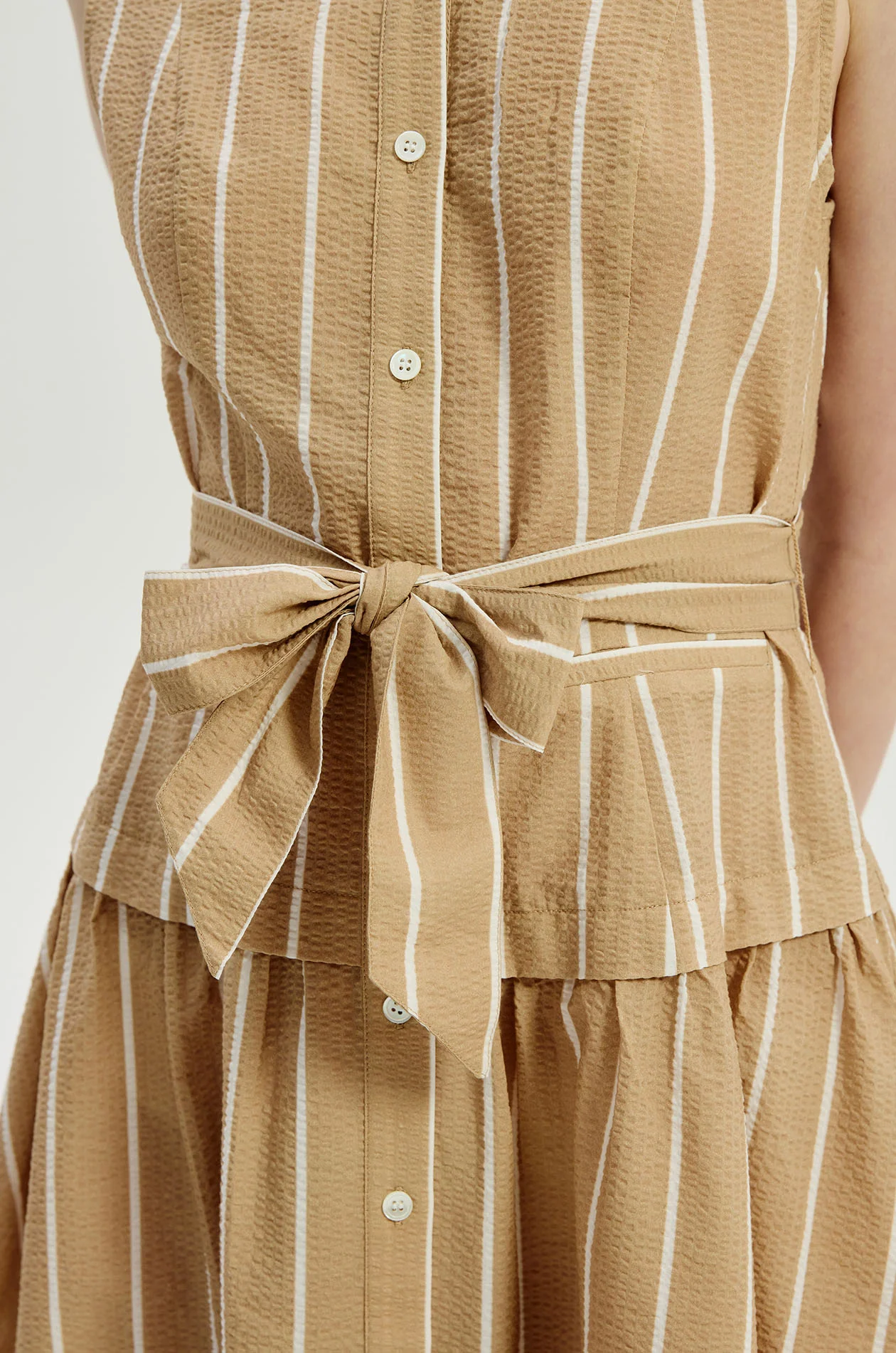 Striped Seersucker Midi Dress - Image 4