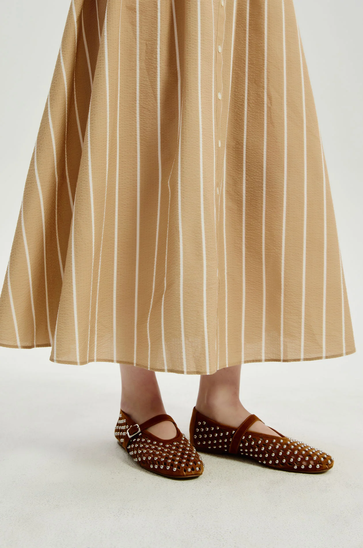 Striped Seersucker Midi Dress - Image 5
