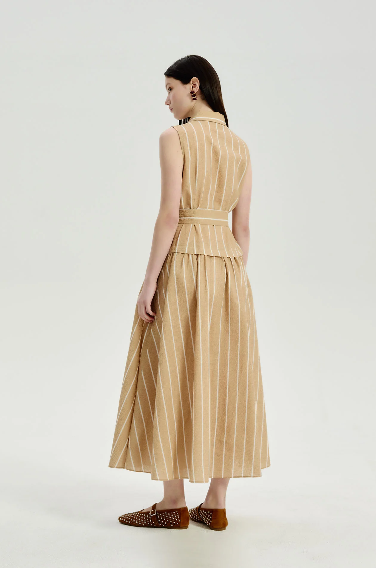 Striped Seersucker Midi Dress - Image 7