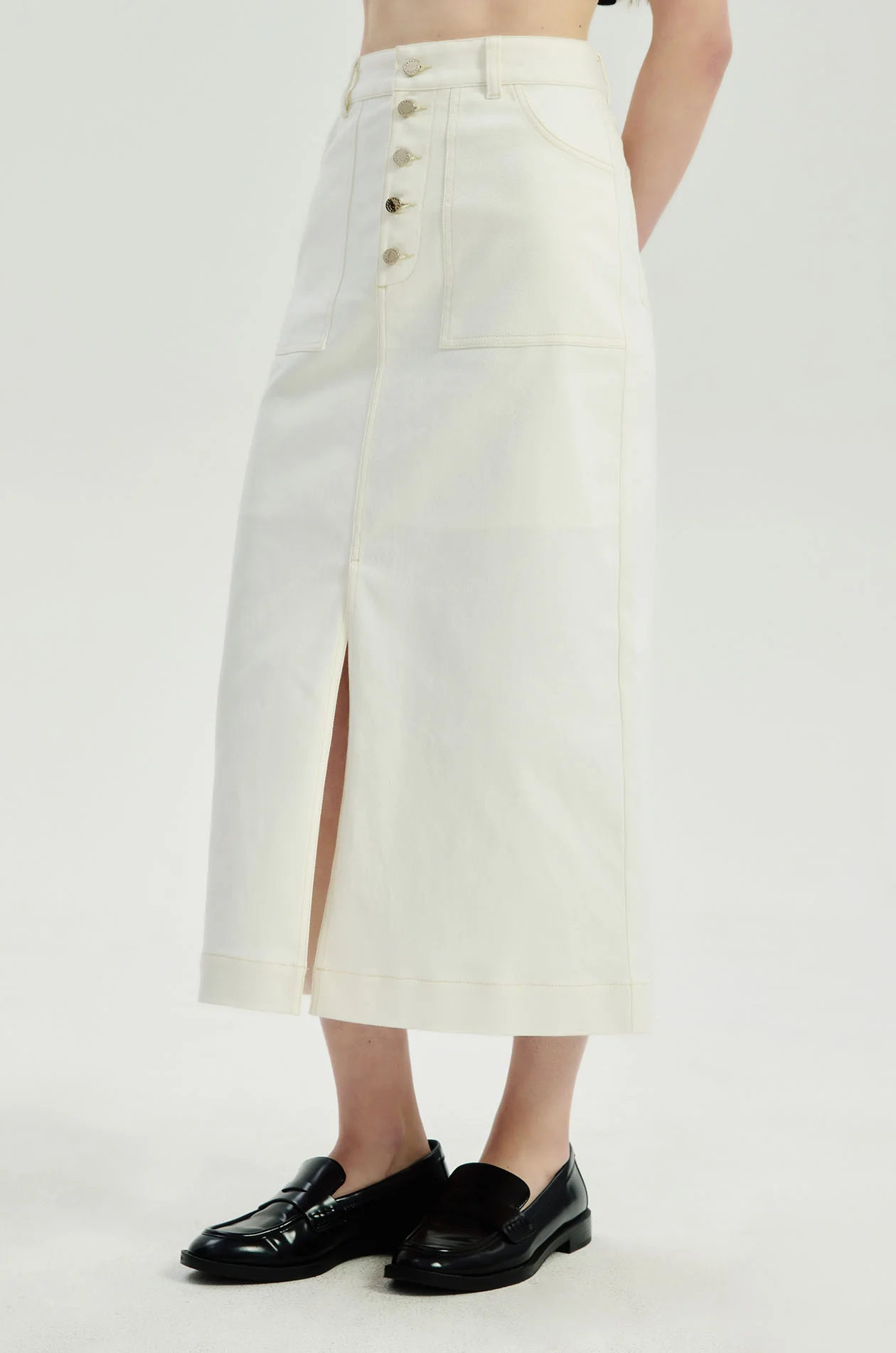 Column Denim Midi Skirt - Image 2