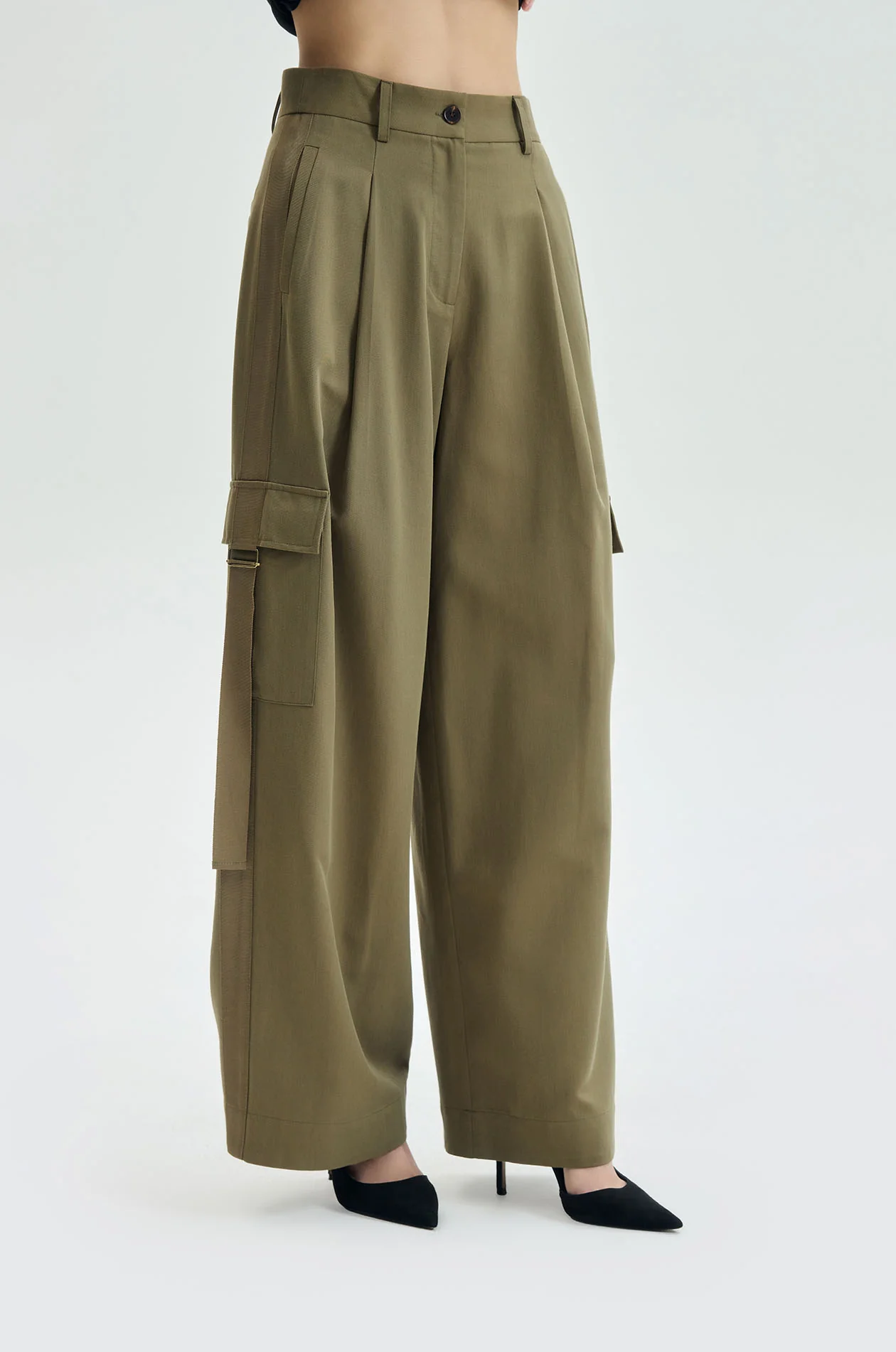 Wide‑Leg Twill Cargo Pants - Image 2