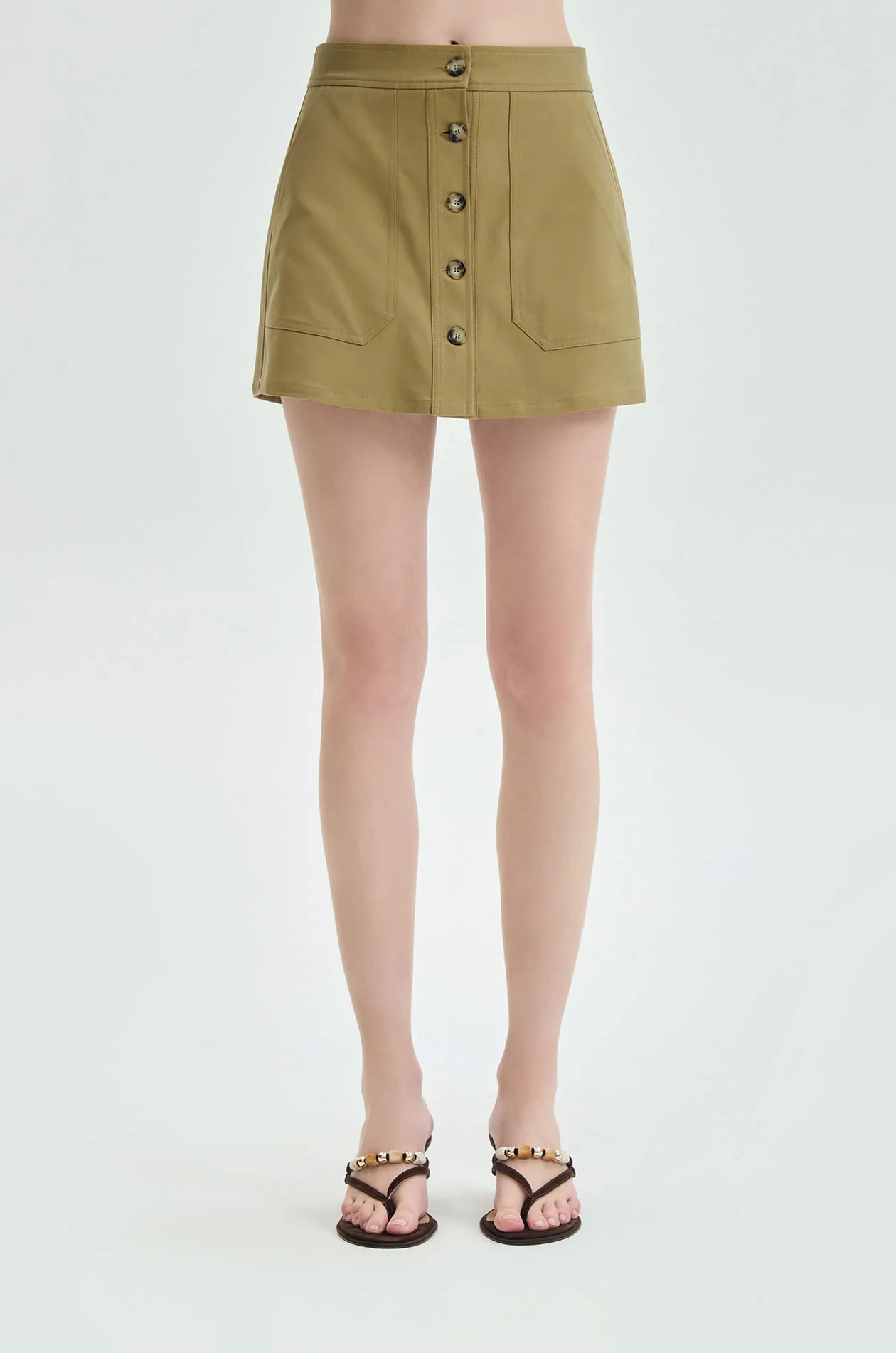 Button‑Front Utility Twill Skort - Image 2