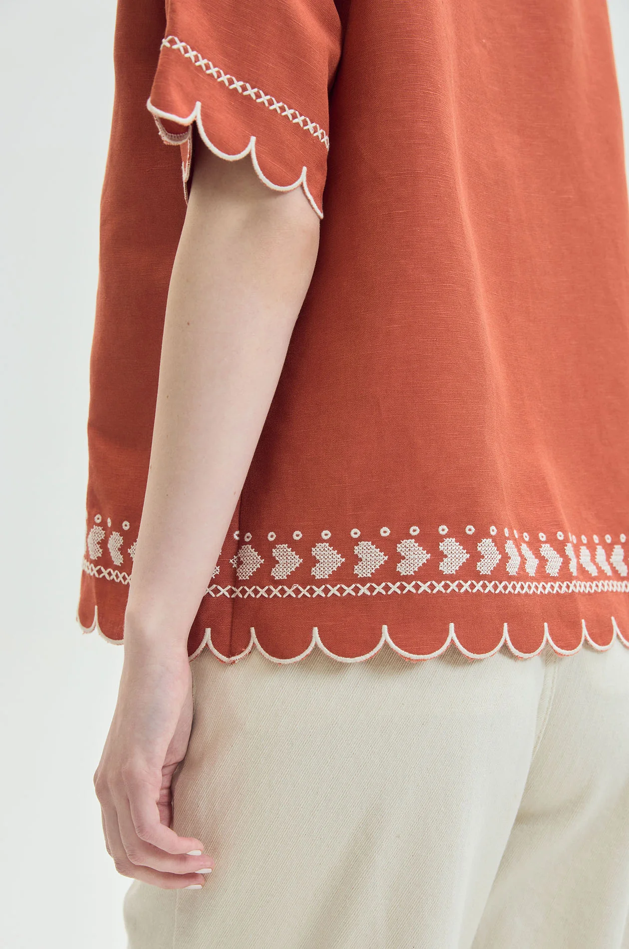 Embroidered Scallop Resort Shirt - Image 4