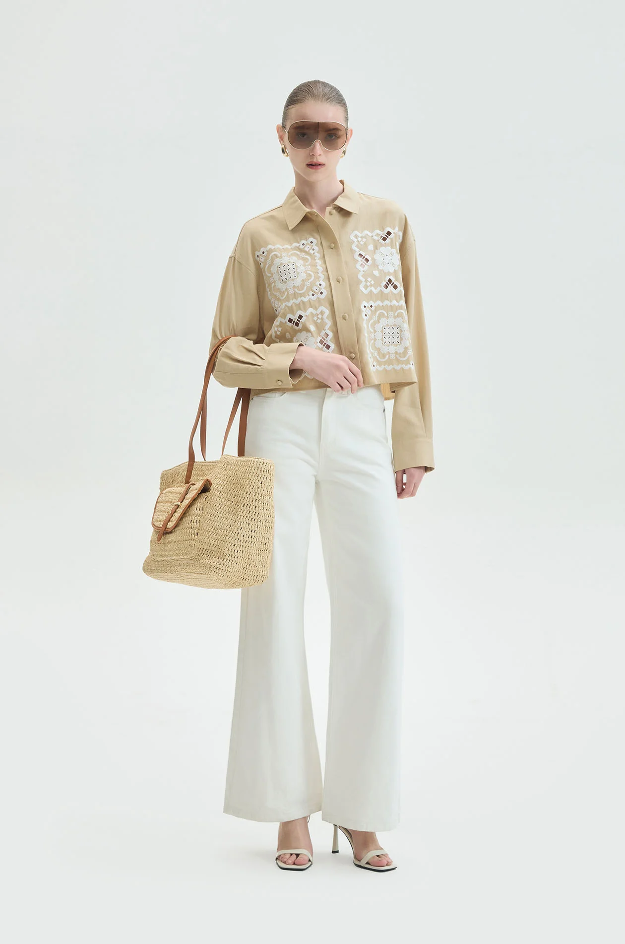 Reticella Lace Cropped Shirt