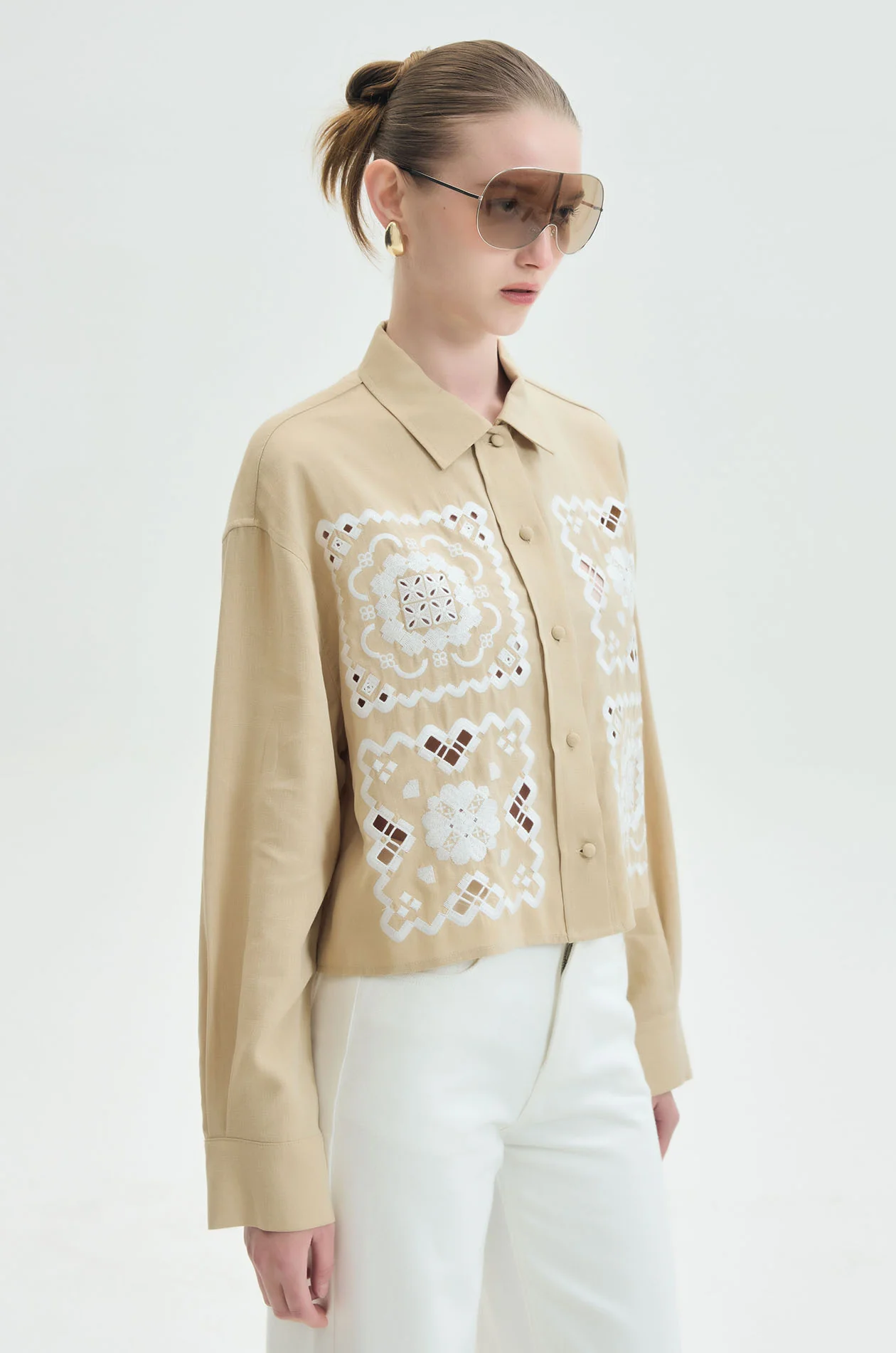 Reticella Lace Cropped Shirt - Image 2