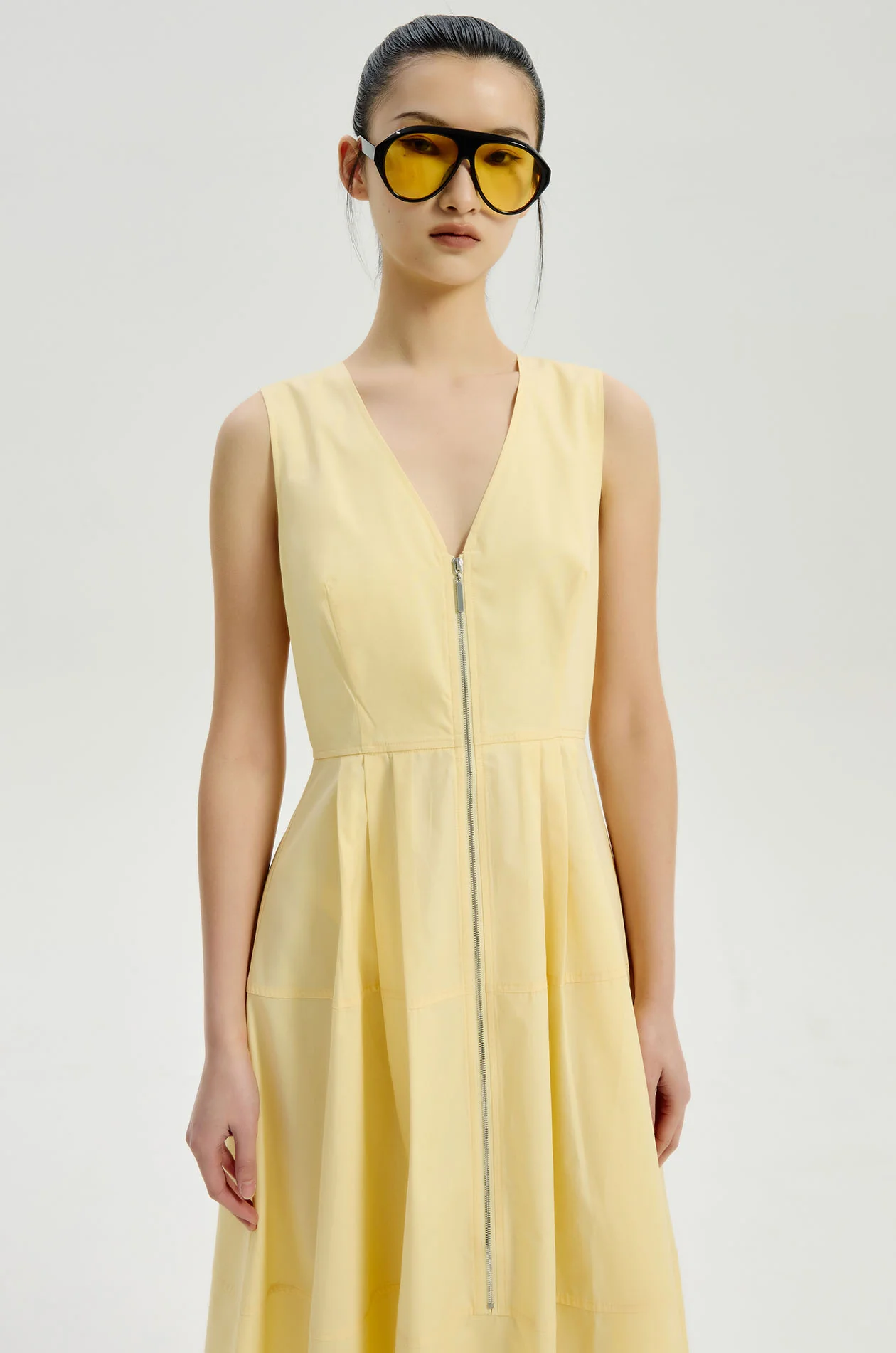 Zipper Poplin Midi Dress - Image 2