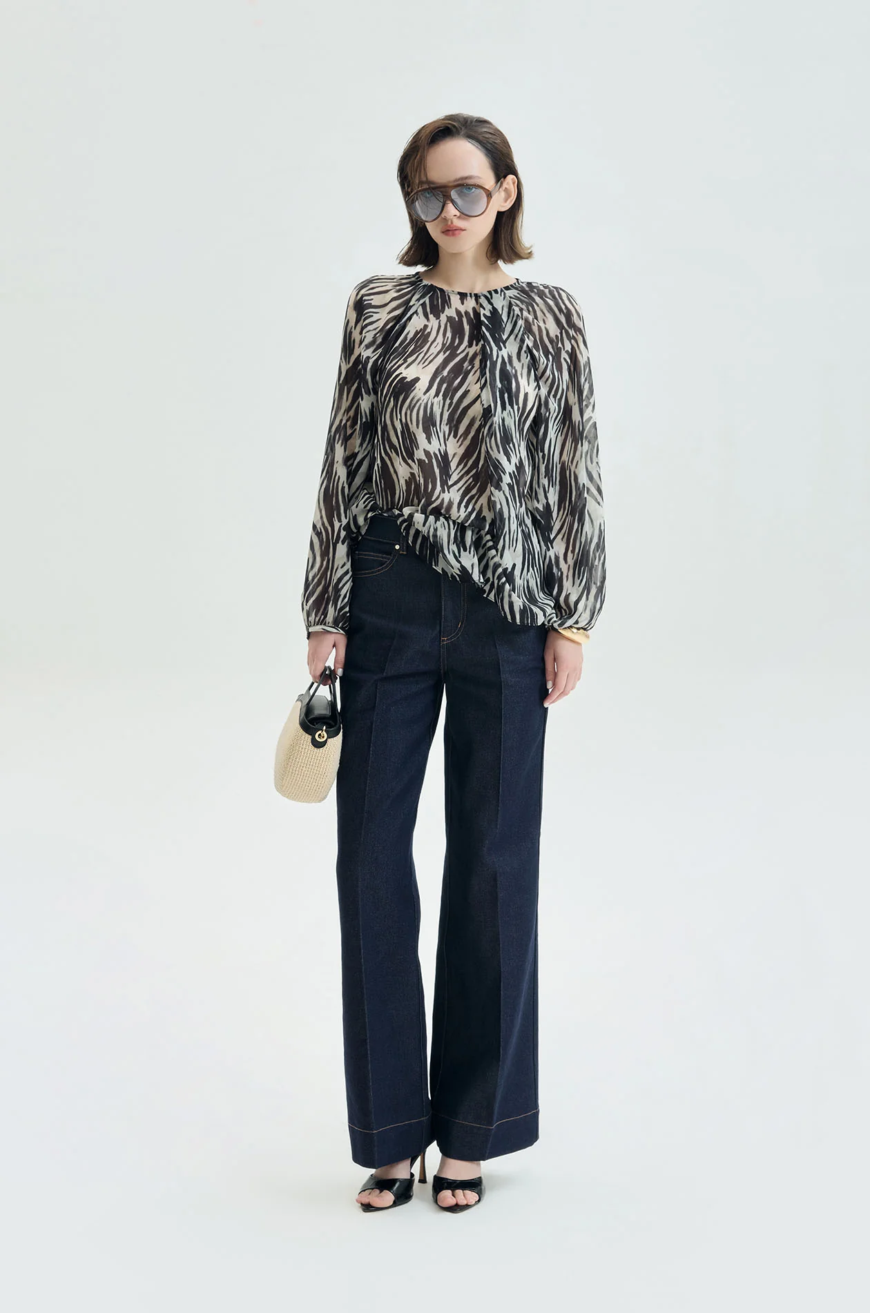 Abstract Print Chiffon Blouse