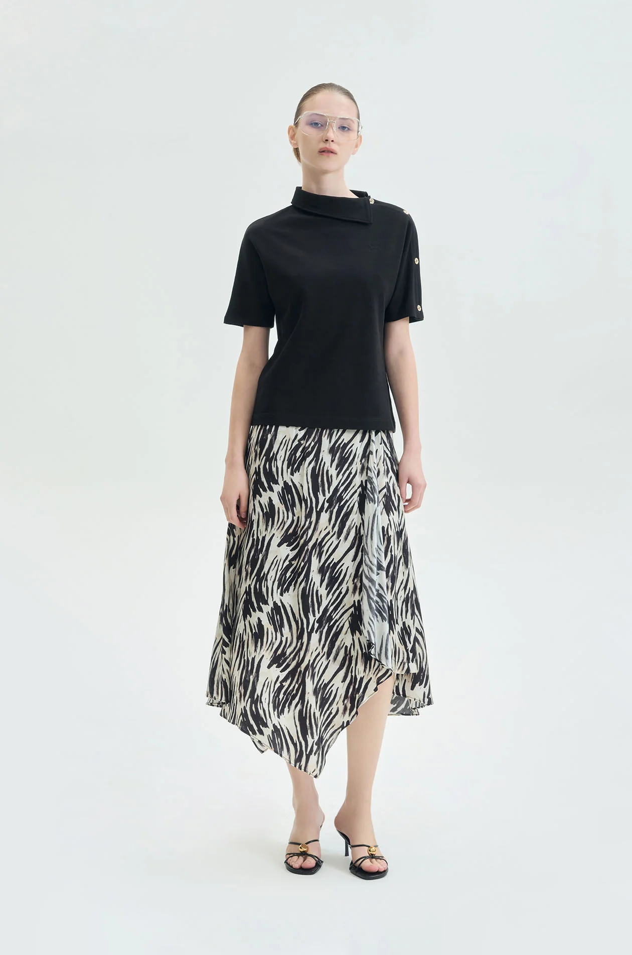 Abstract Print Midi Skirt