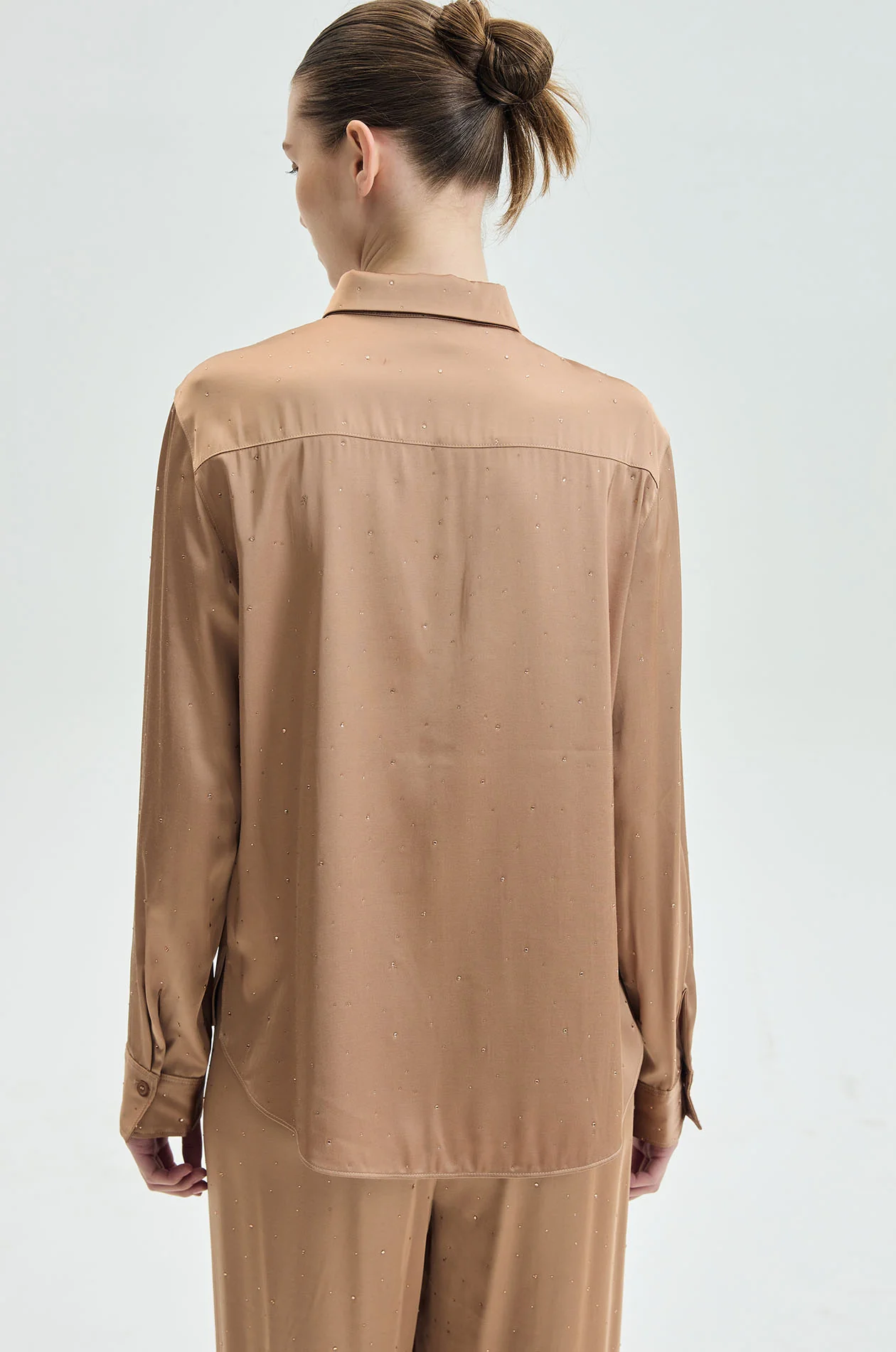 Rhinestone Satin Relaxed Shirt - Image 10