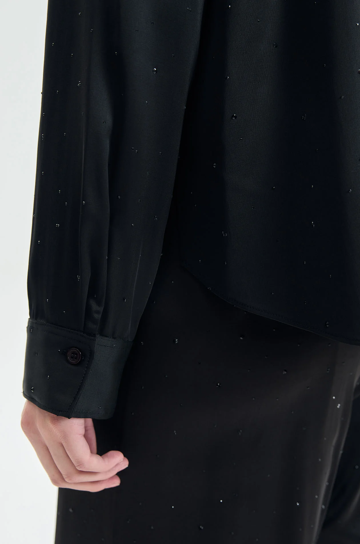 Rhinestone Satin Relaxed Shirt - Image 4