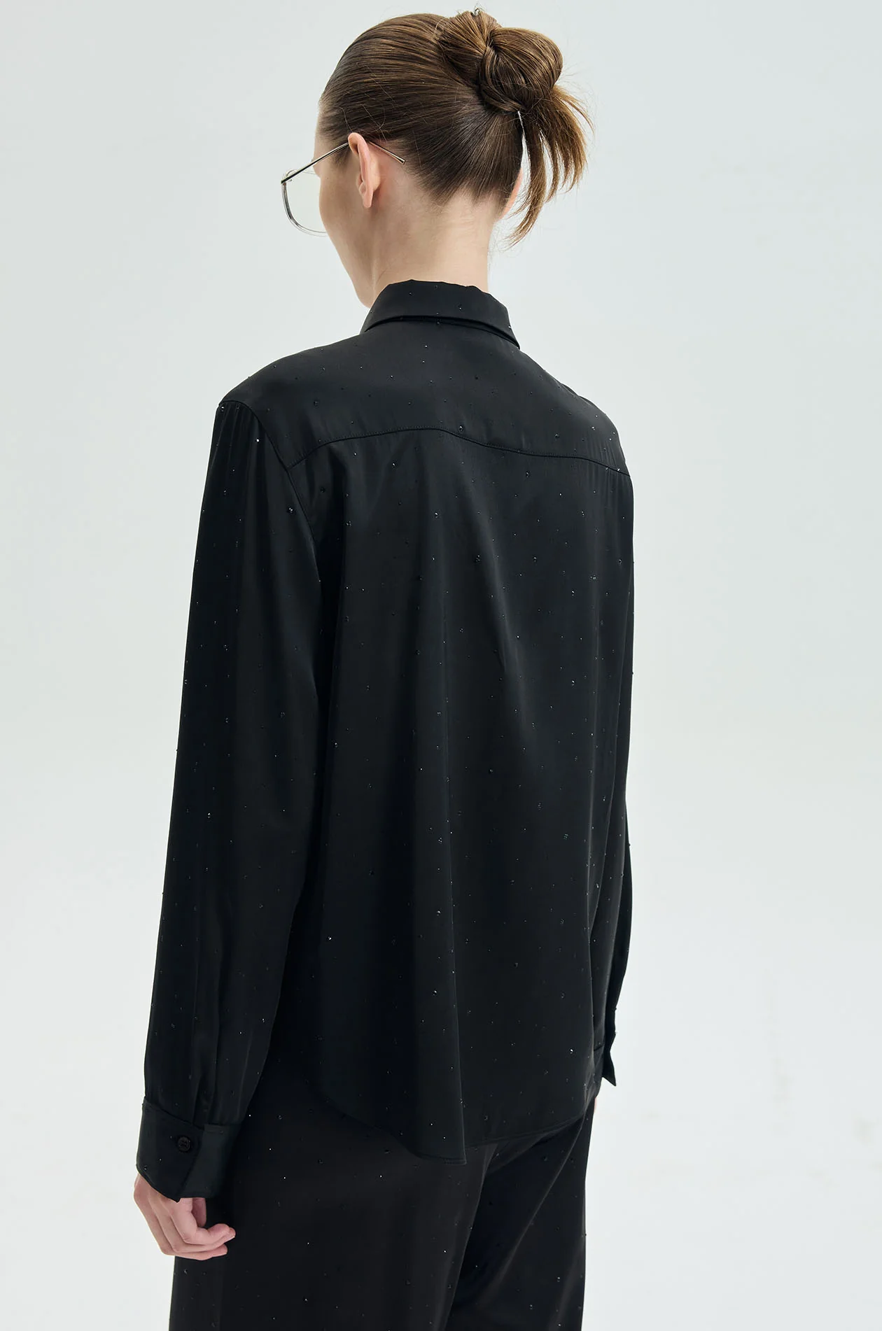 Rhinestone Satin Relaxed Shirt - Image 5