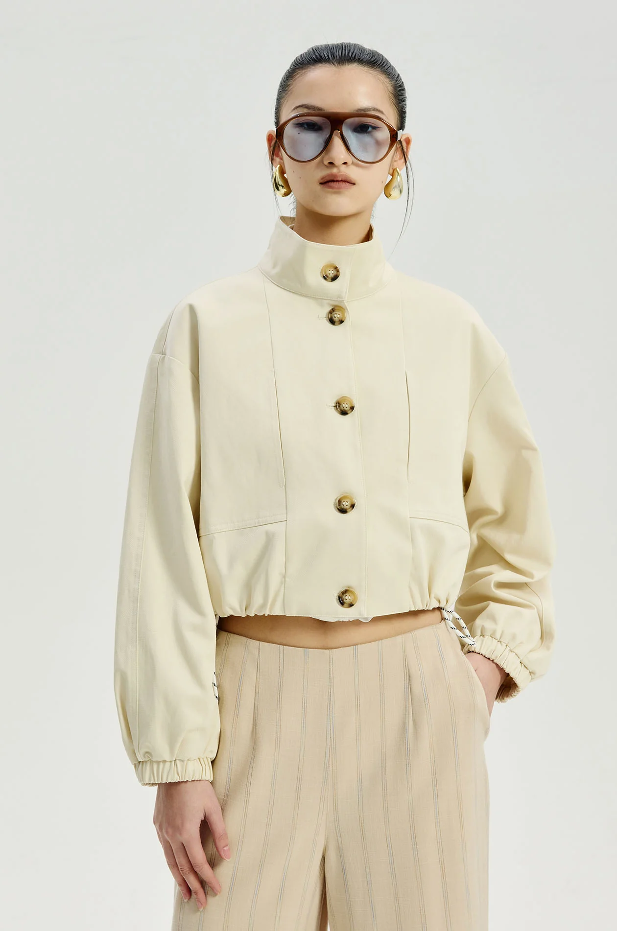 Funnel Neck Cropped Jacket