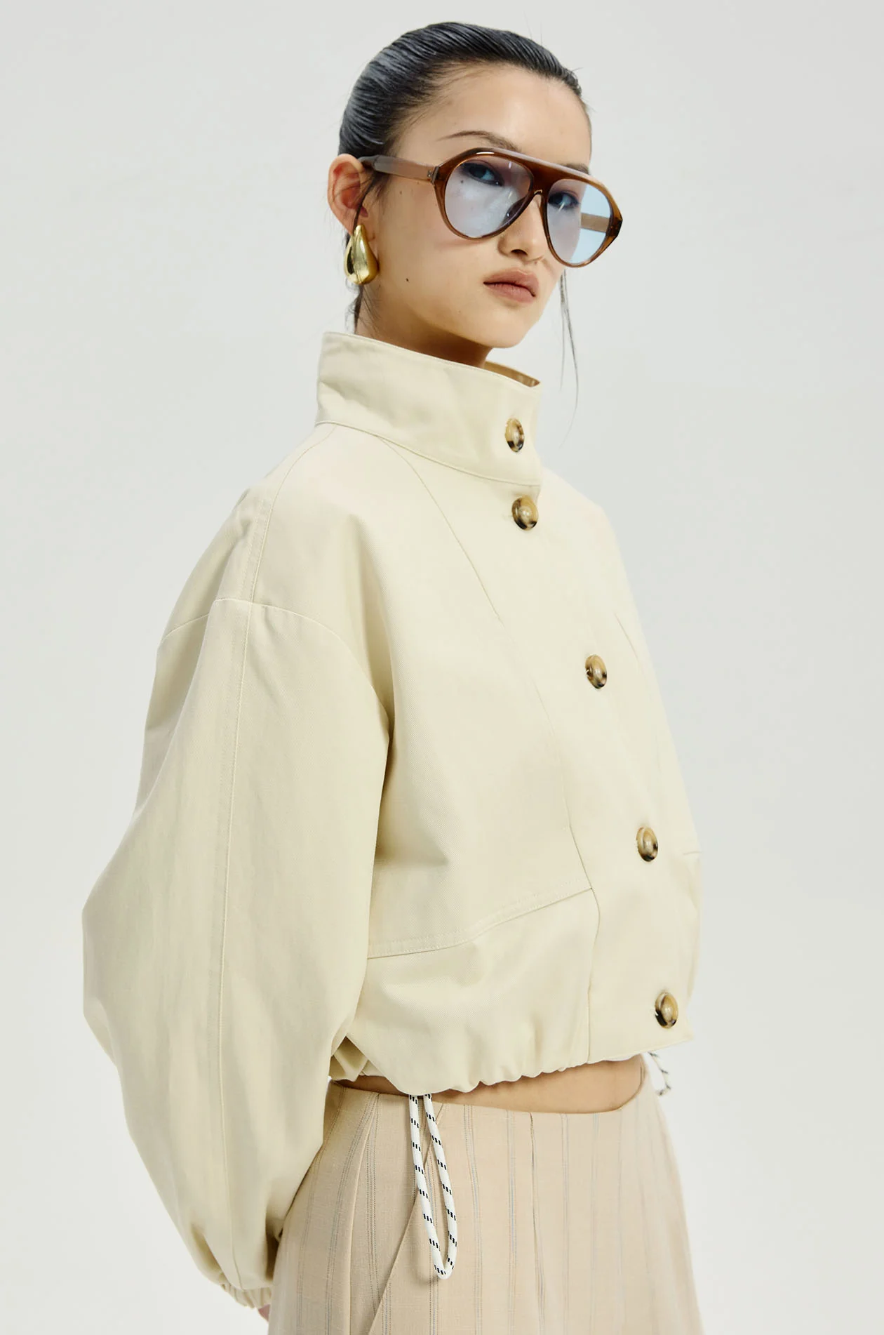 Funnel Neck Cropped Jacket - Image 2