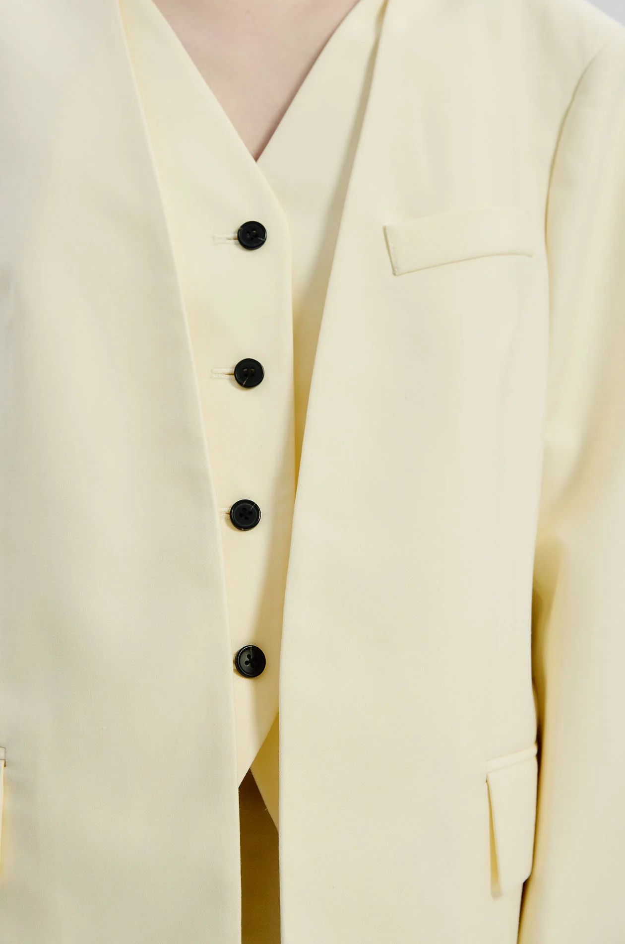 Vest-Style Insert Collarless Blazer - Image 3