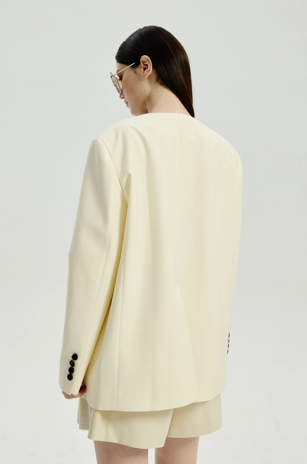 Vest-Style Insert Collarless Blazer - Image 5