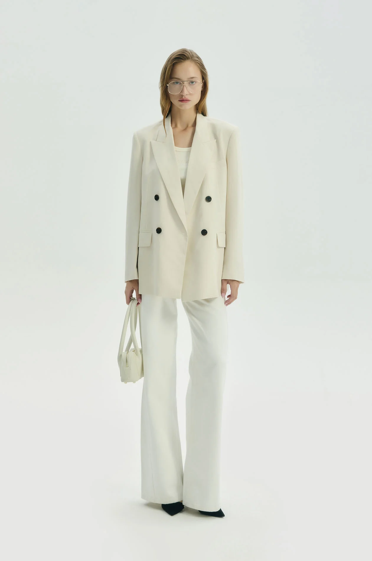 Crinkled Double-Breasted Lightweight Blazer