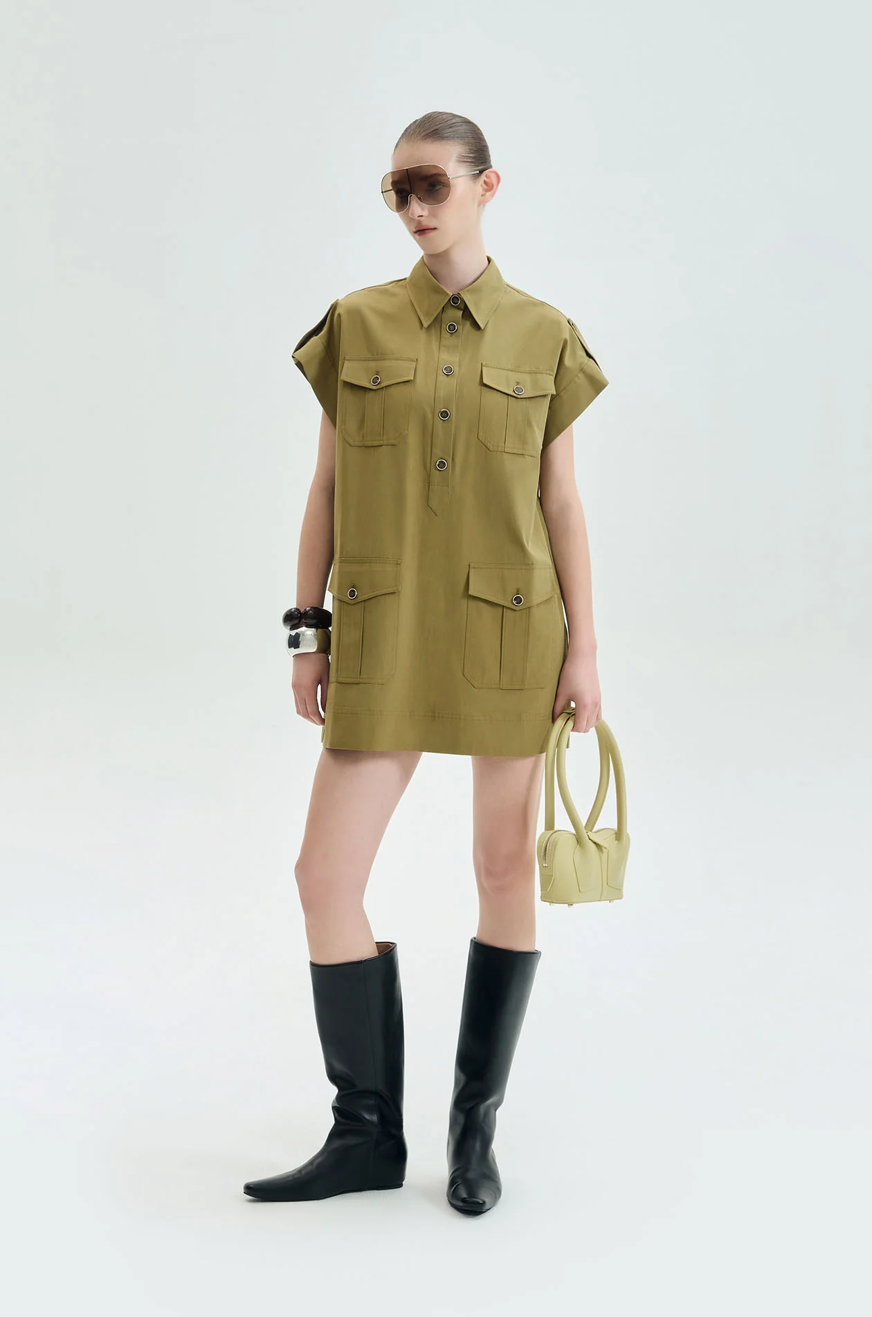 Belted Utility Shift Shirt Dress