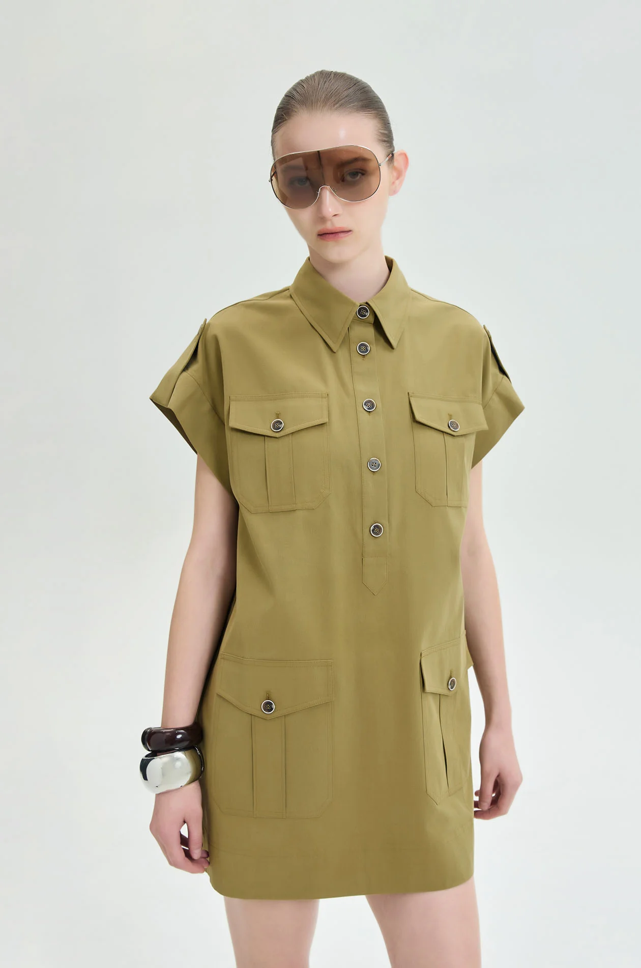 Belted Utility Shift Shirt Dress - Image 2