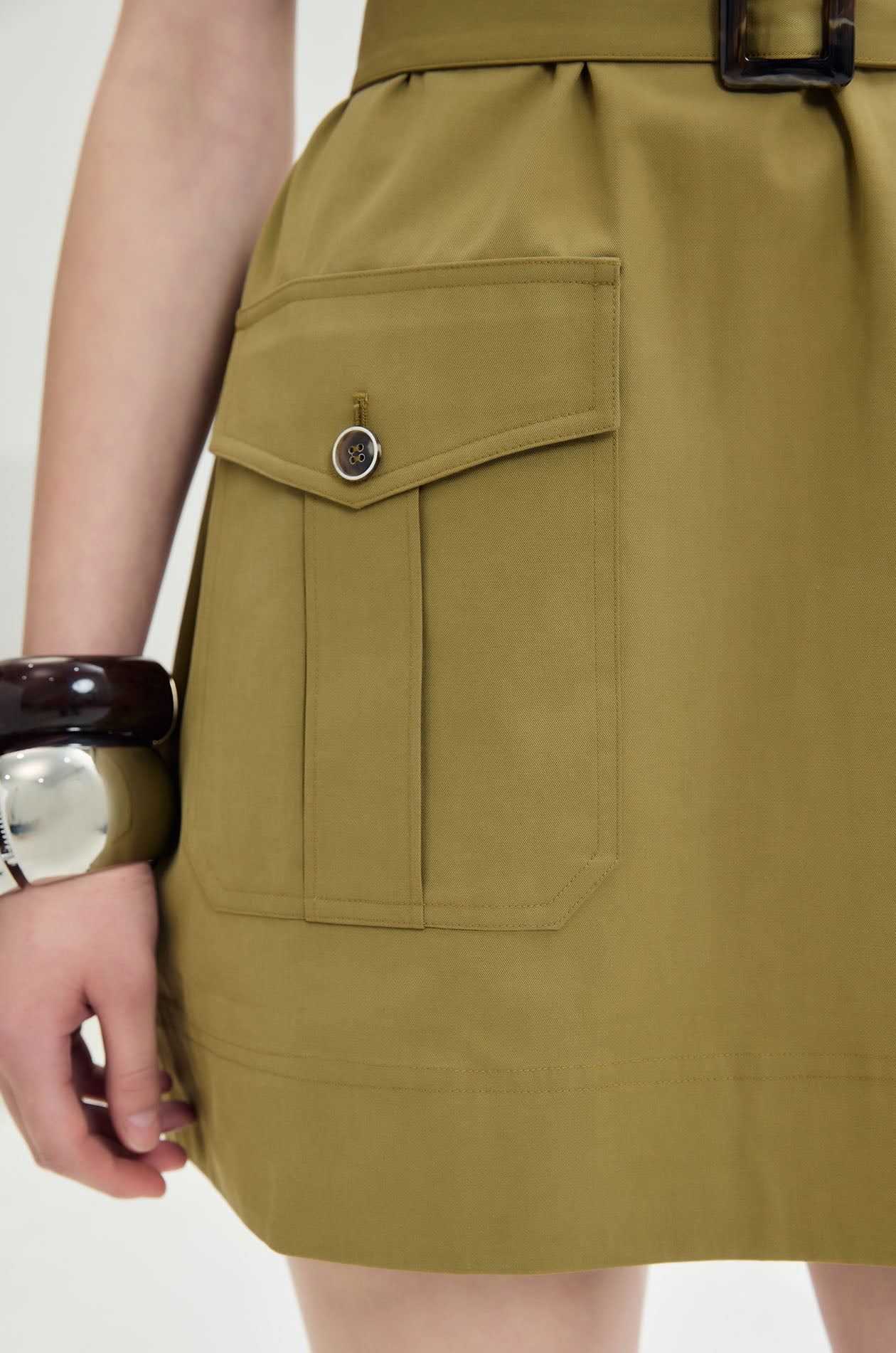 Belted Utility Shift Shirt Dress - Image 4