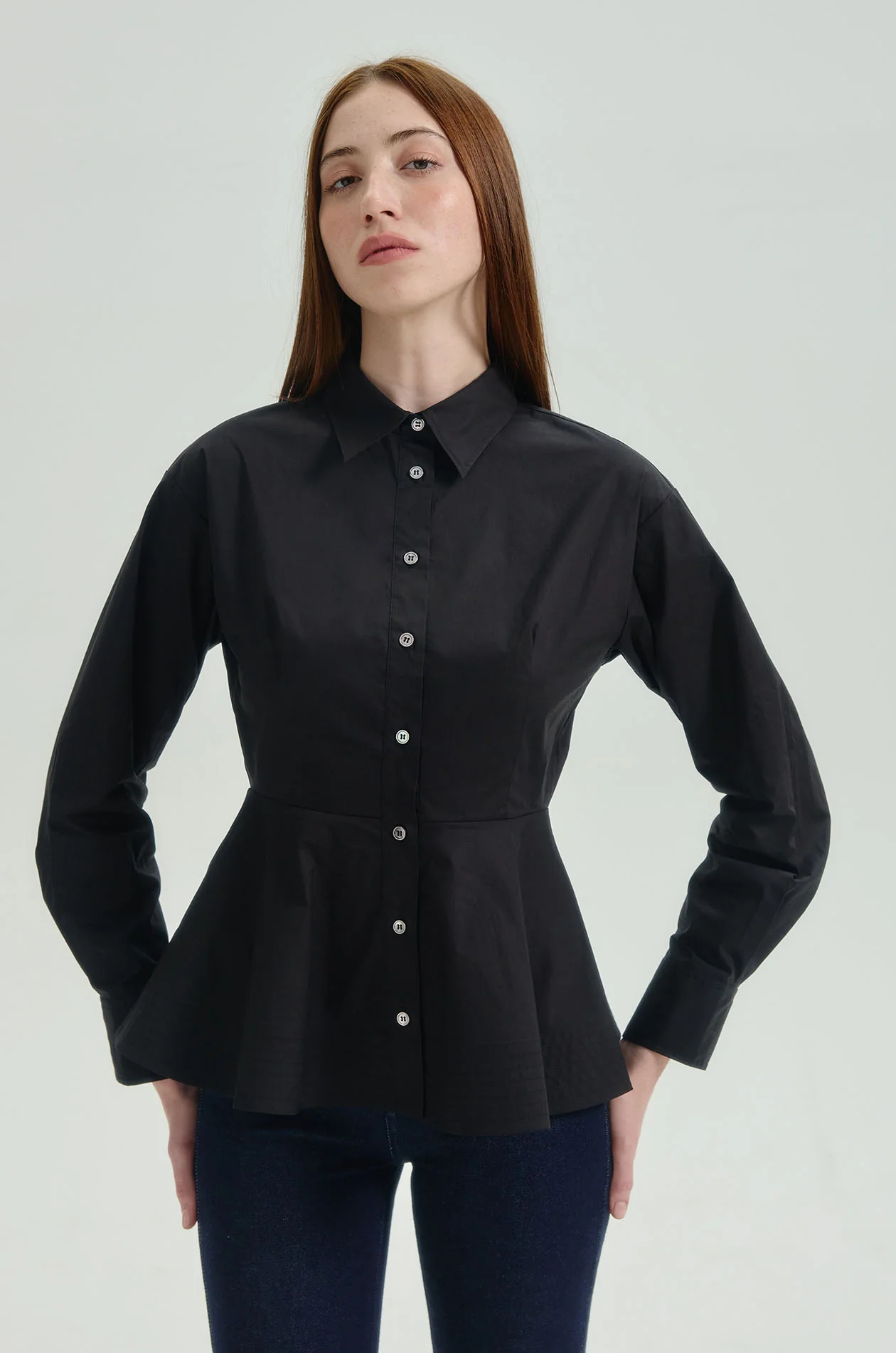 Long Sleeve Peplum Shirt - Image 2