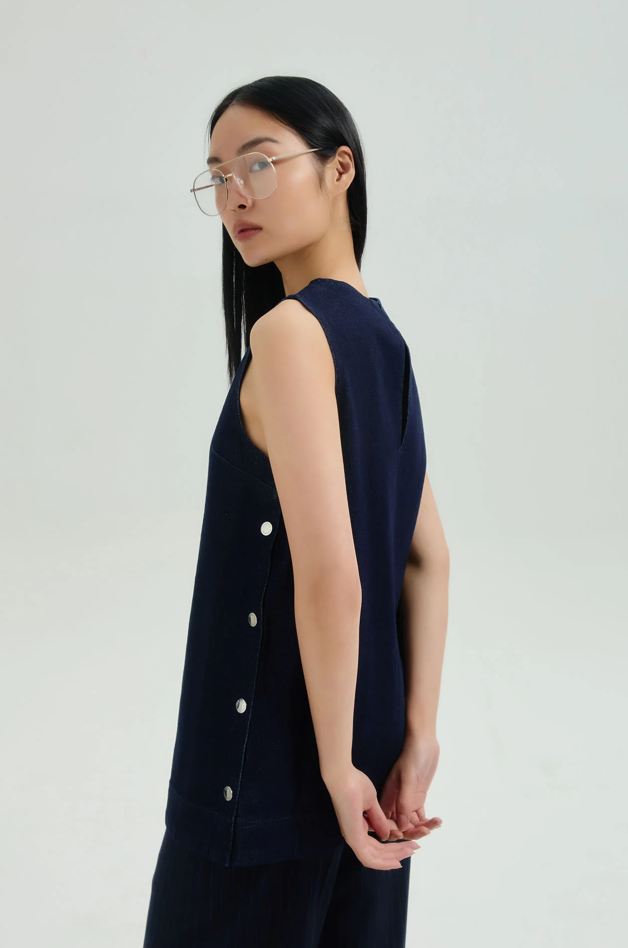 Side Button Denim Tunic - Image 4
