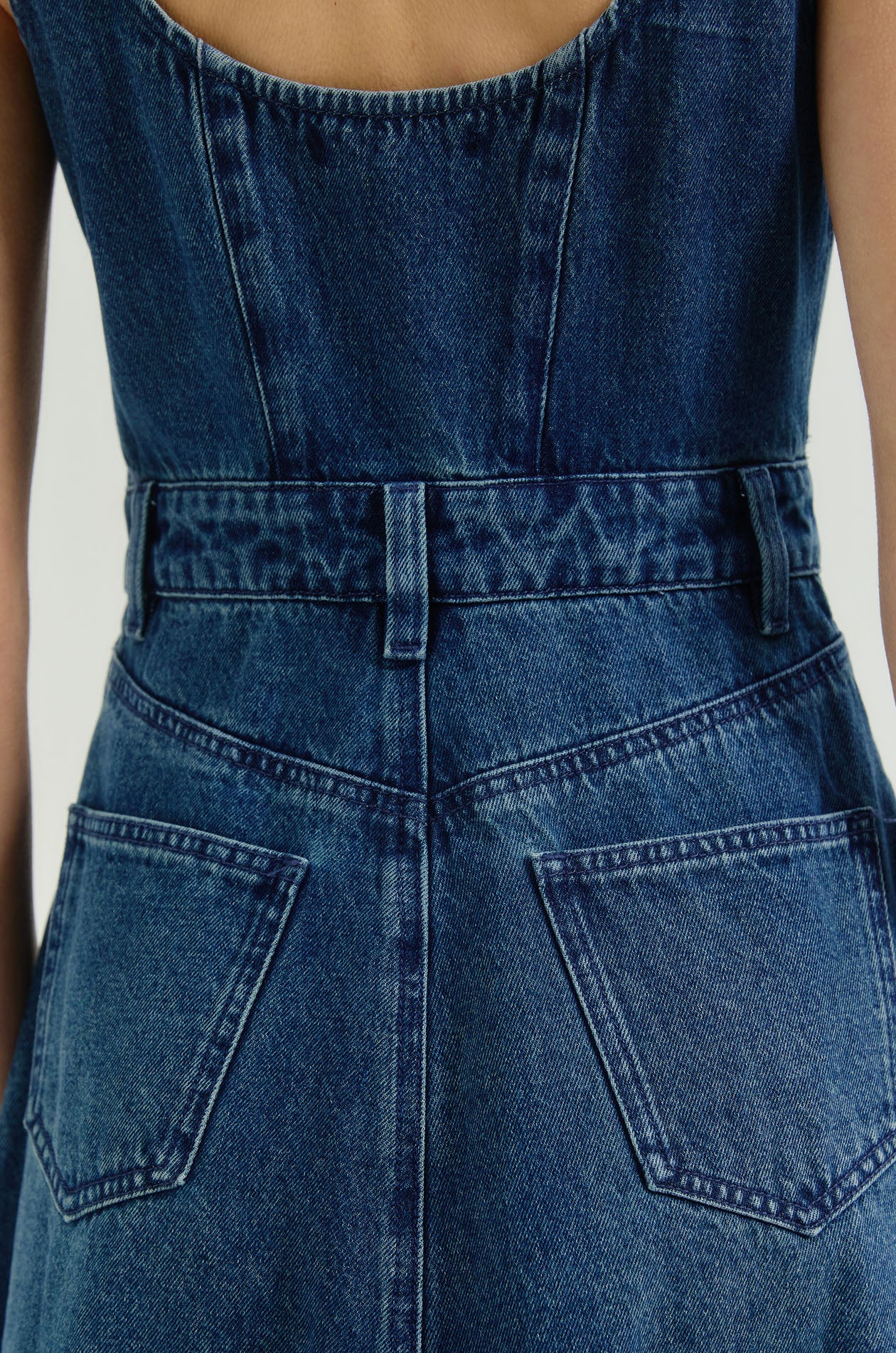 Flare Denim Midi Dress - Image 3