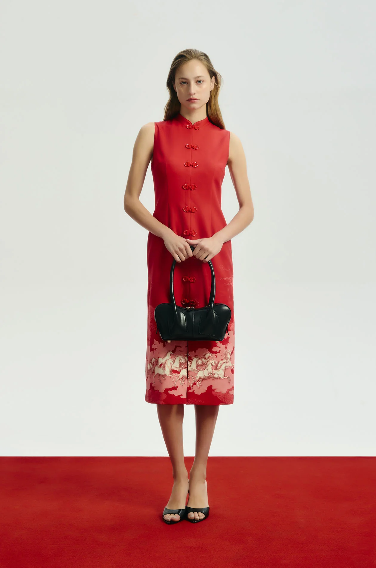 Horse Printed Midi Qipao