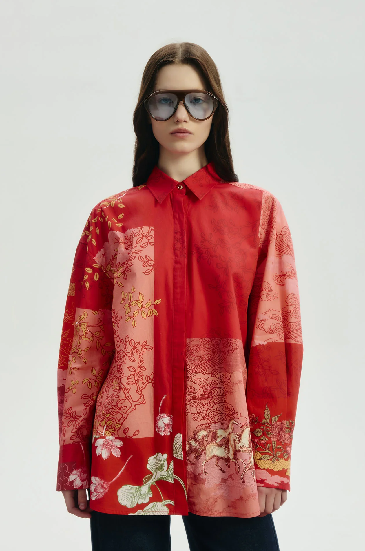 Patchwork Motifs Oversized Shirt - Image 2