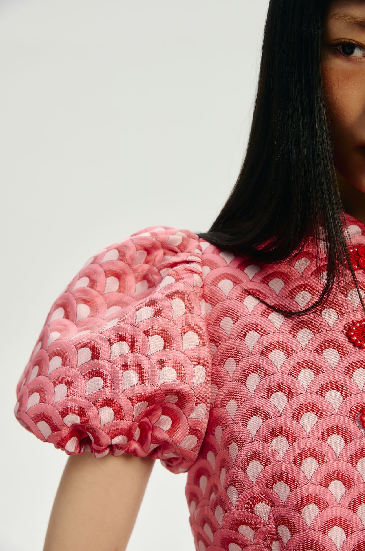 Cropped Jacquard Cheongsam Blouse - Image 4