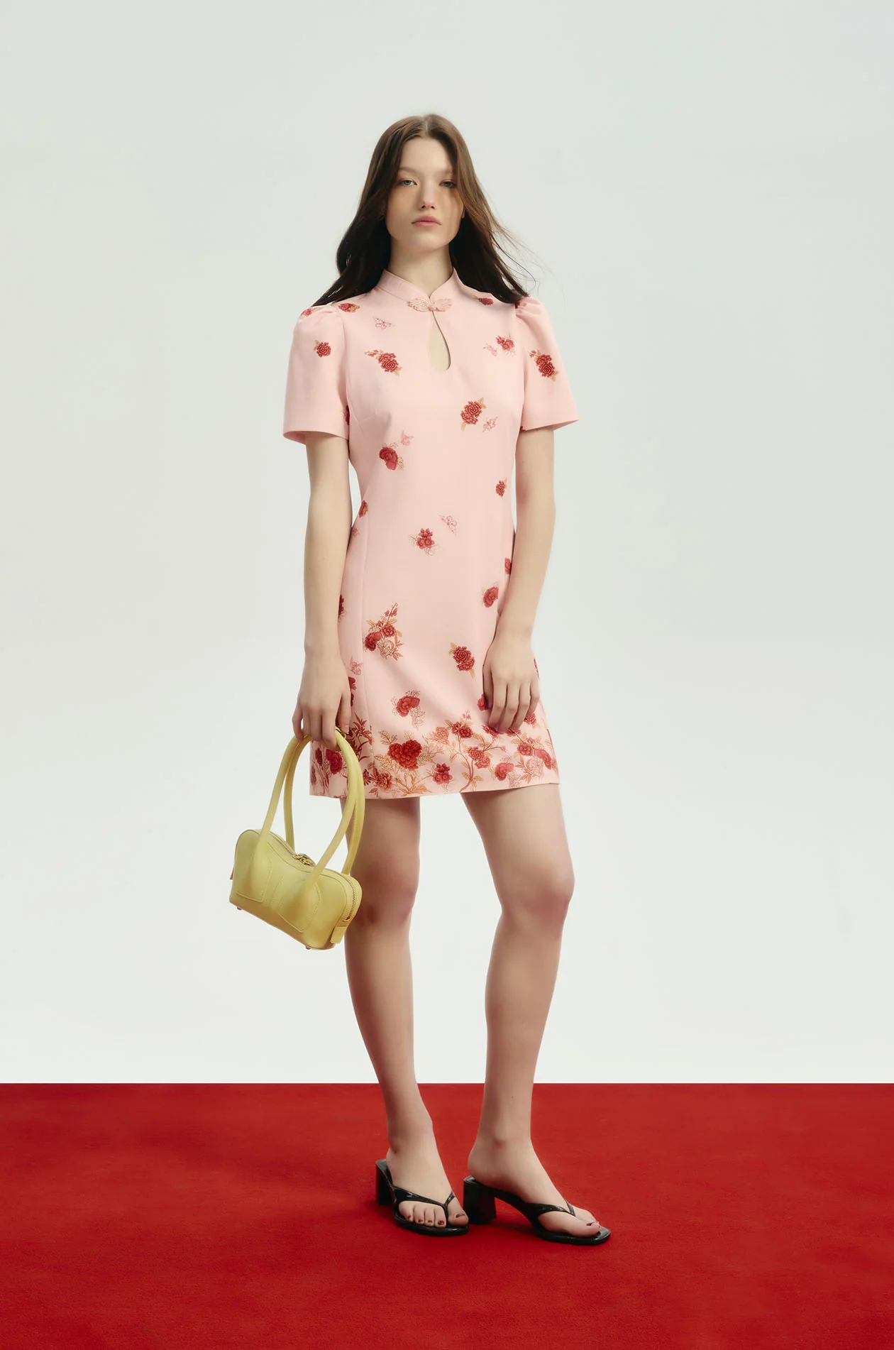 Floral Printed Mini Qipao