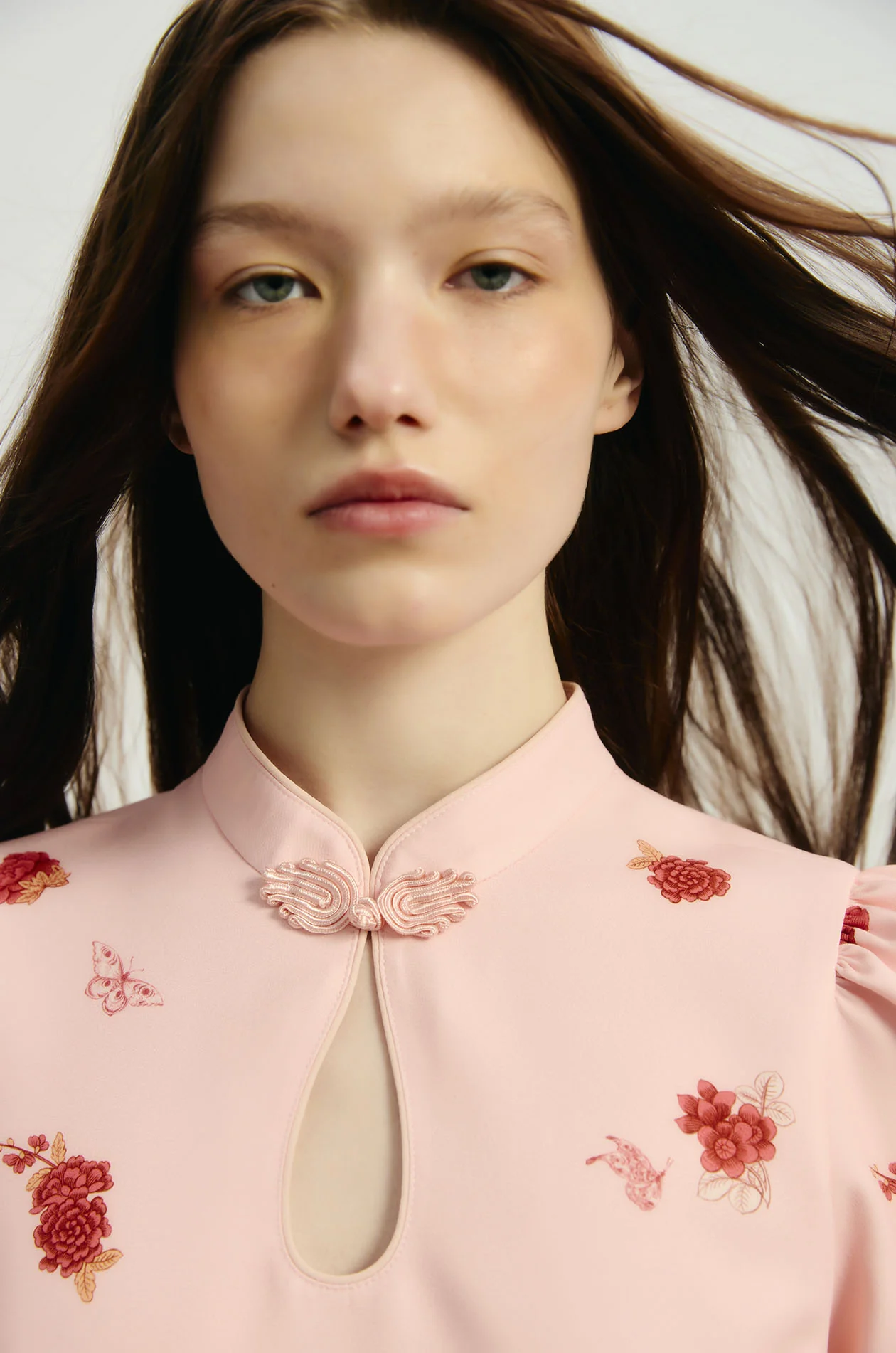Floral Printed Mini Qipao - Image 3